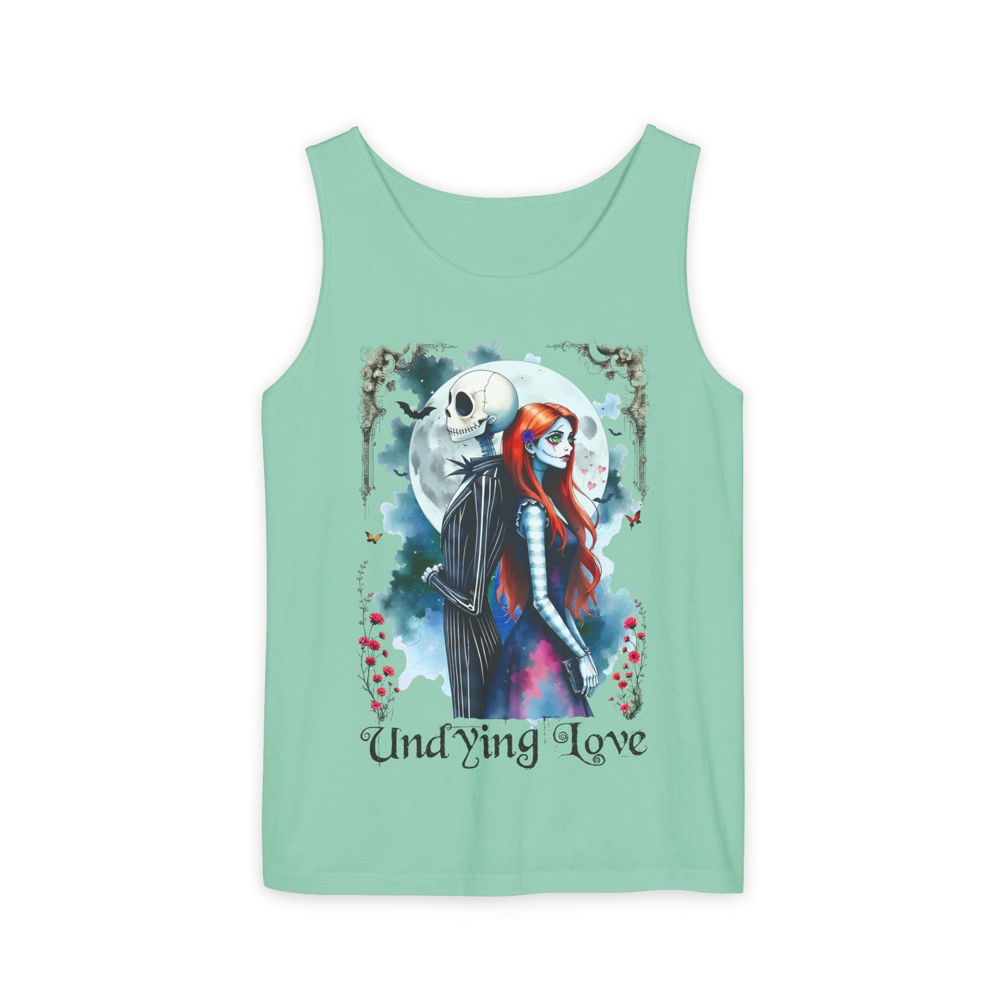 Undying Love Unisex Tank Top, Jack and Sally Halloween Couple Tee, Gothic Love Shirt, Halloween Christmas Fan Gift, Block Party Envy