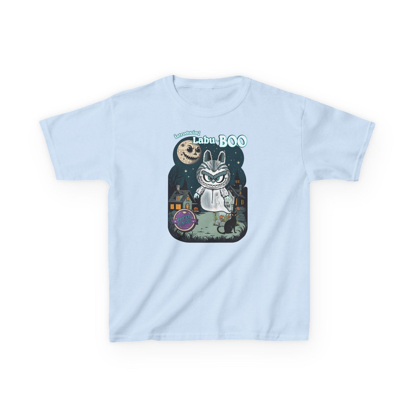 Labu Boo Kids Tee, Halloween Ghostly Labu-Boo Cartoon Shirt for Boys and Girls, Spooky and Charming Halloween Costume, Vintage Style Tee,
