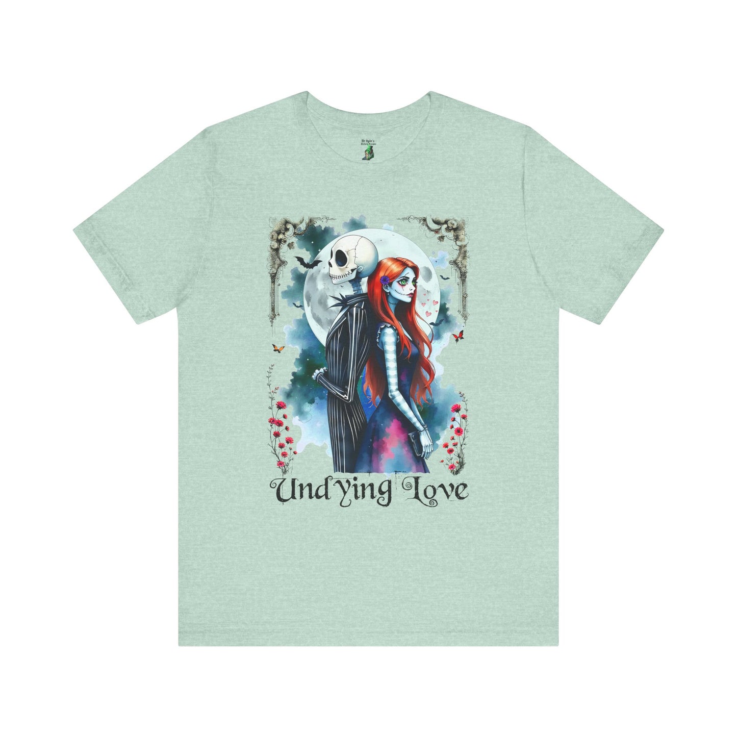 Undying Love Unisex Cotton T-shirt, Jack and Sally Halloween Tee, Gothic Love Story Shirt, Halloween Christmas Fan Apparel, Gothic Romance
