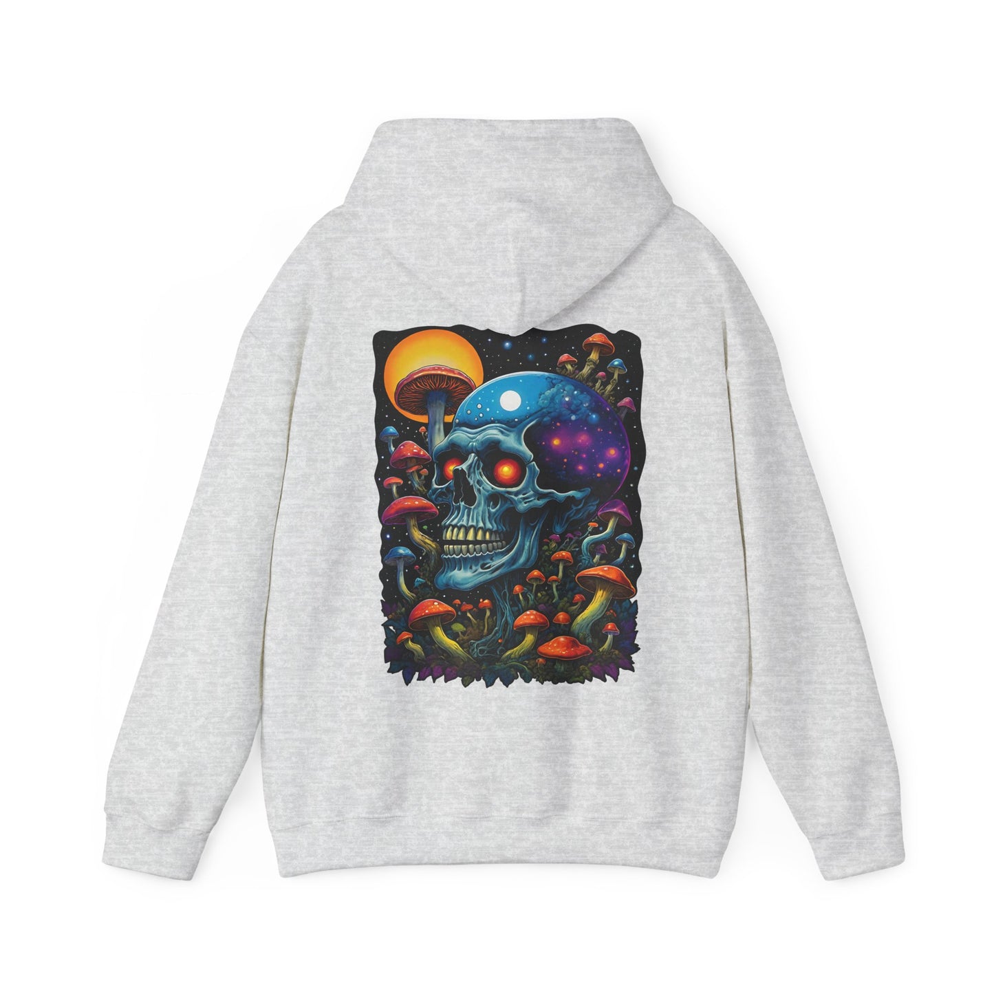 Magic Mushroom Skull Sweatshirt, Trippy Hoodie for Festivals and Relaxing, Unique Gift for Adults, Expressive Artistic Clothing, Cosmically
