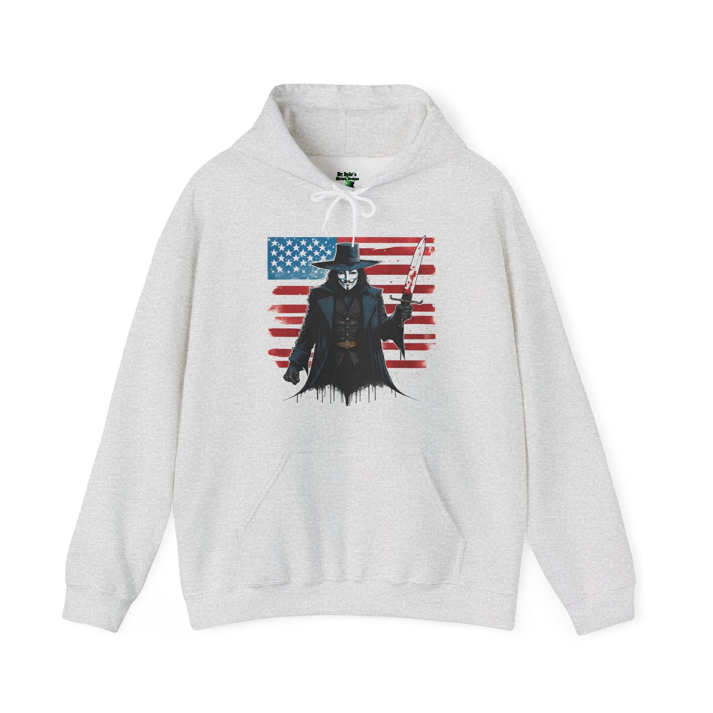 V for Vendetta Hoodie with Character Print, Unisex Sweatshirt, Patriotic Gift for Independence Day, Warm Hoodies for fall