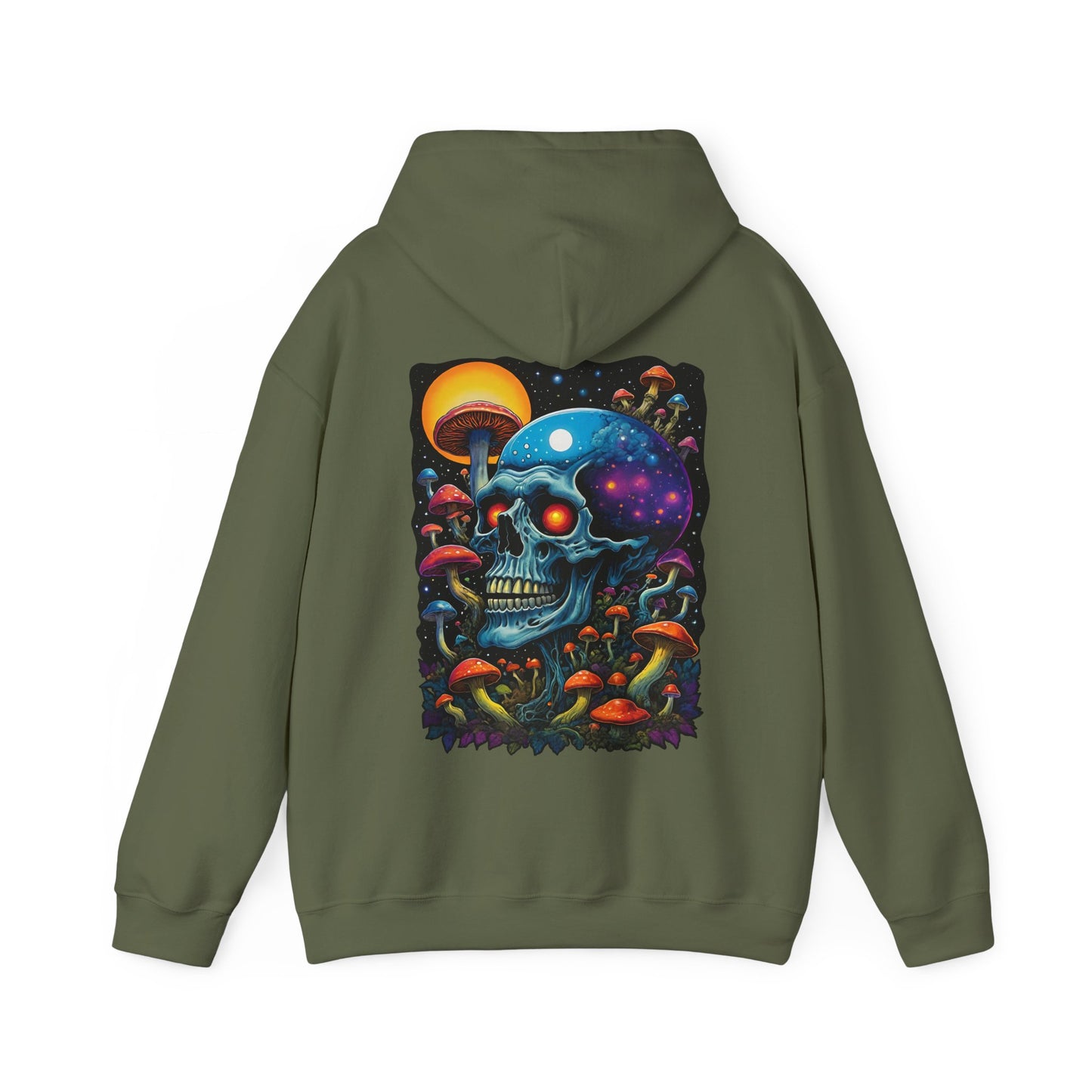 Magic Mushroom Skull Sweatshirt, Trippy Hoodie for Festivals and Relaxing, Unique Gift for Adults, Expressive Artistic Clothing, Cosmically