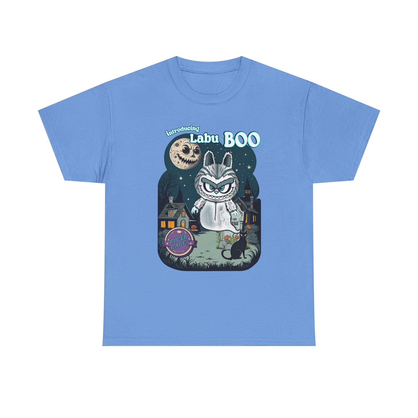 Labu Boo Unisex Tee, Ghostly Charm Tshirt, Vintage Cartoon Style Shirt, Parody Labubu Top, Halloween Costume