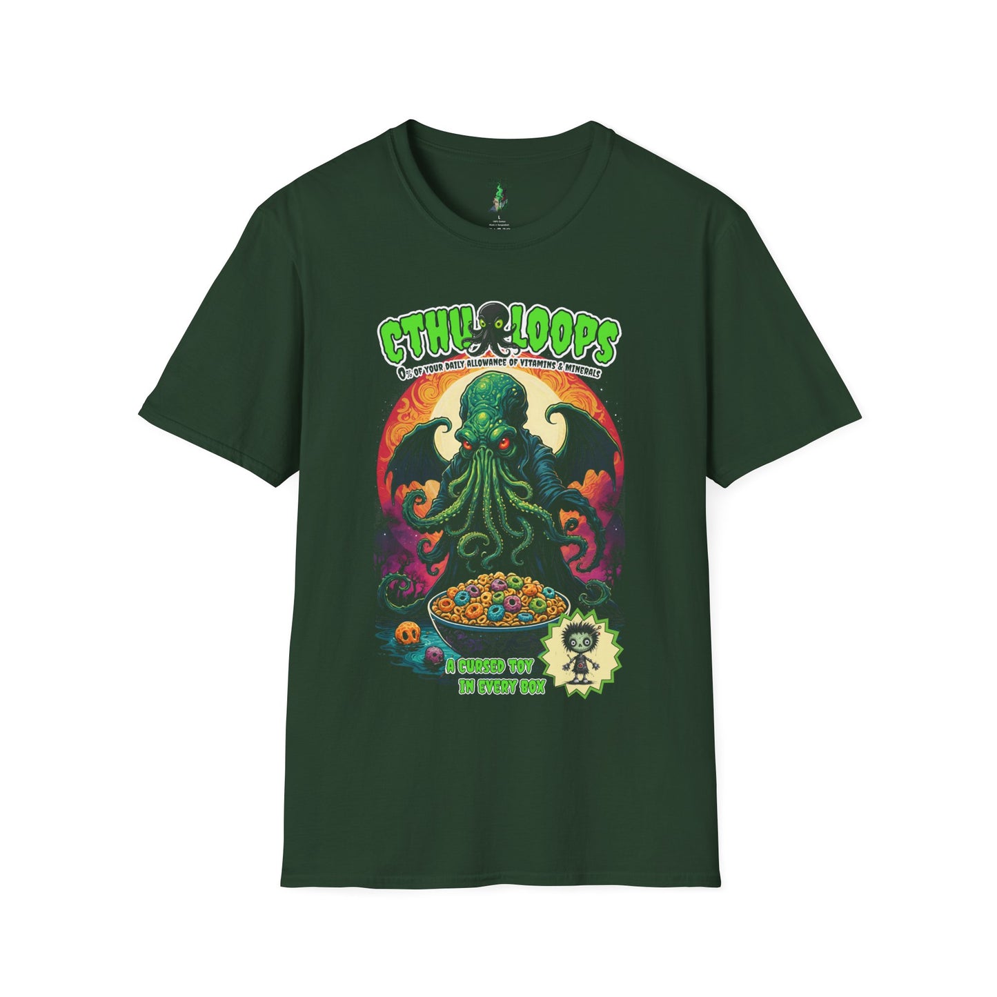 Cthu-Loops Cereal Parody T-Shirt, Halloween Tee, Lovecraft Fan Shirt, Elder God Tshirt, Unisex Cotton Top, Cereal Killer Costume