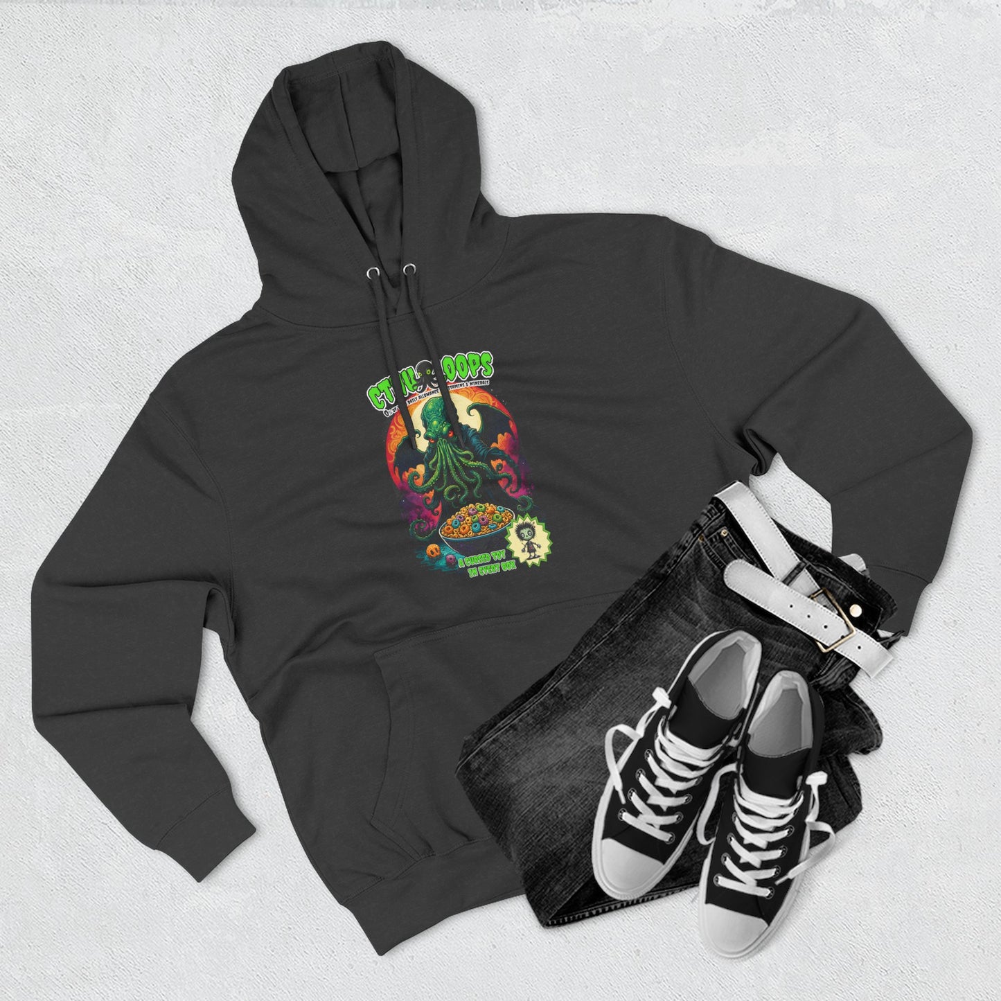 Cthulhu Three-Panel Fleece Hoodie | Trendy Graphic Sweatshirt | Boho Style, Cthulhu Parody Tee, Casual Wear, Gift Idea