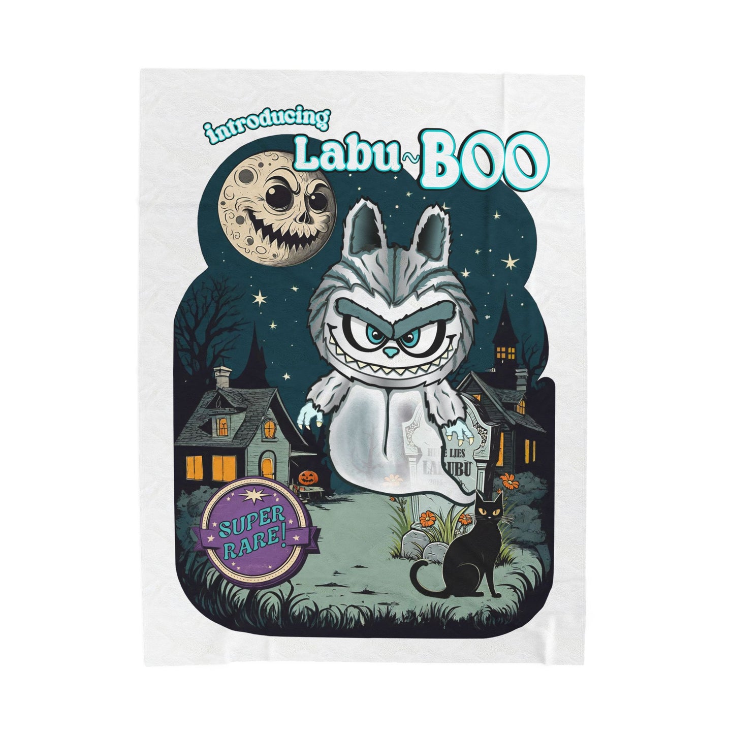 Labu-Boo Velveteen Blanket - Spooky and Charming Halloween Throw, Soft Unique Blanket, Vintage Cartoon Style Design