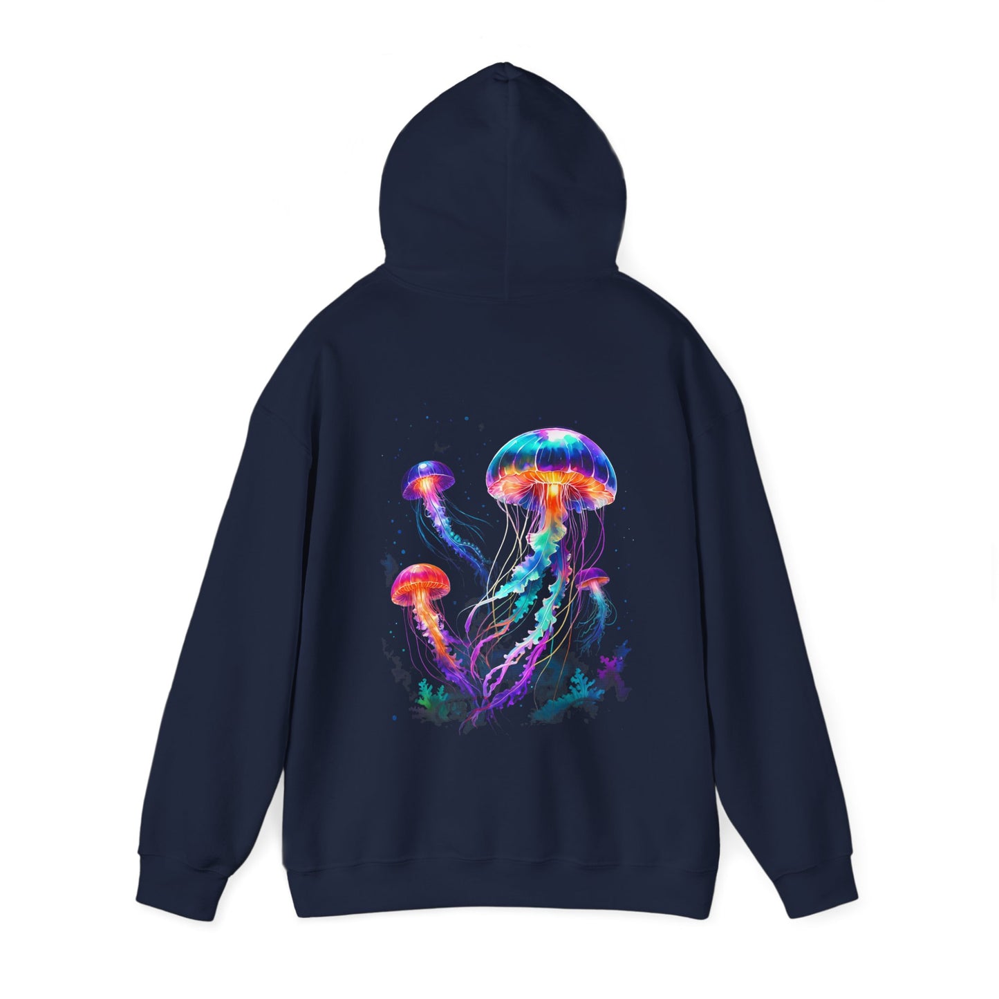 Cozy Jellyfish Graphic Hoodie -Colorful 2-sided Hooded Sweatshirt -Jelly Hoodie