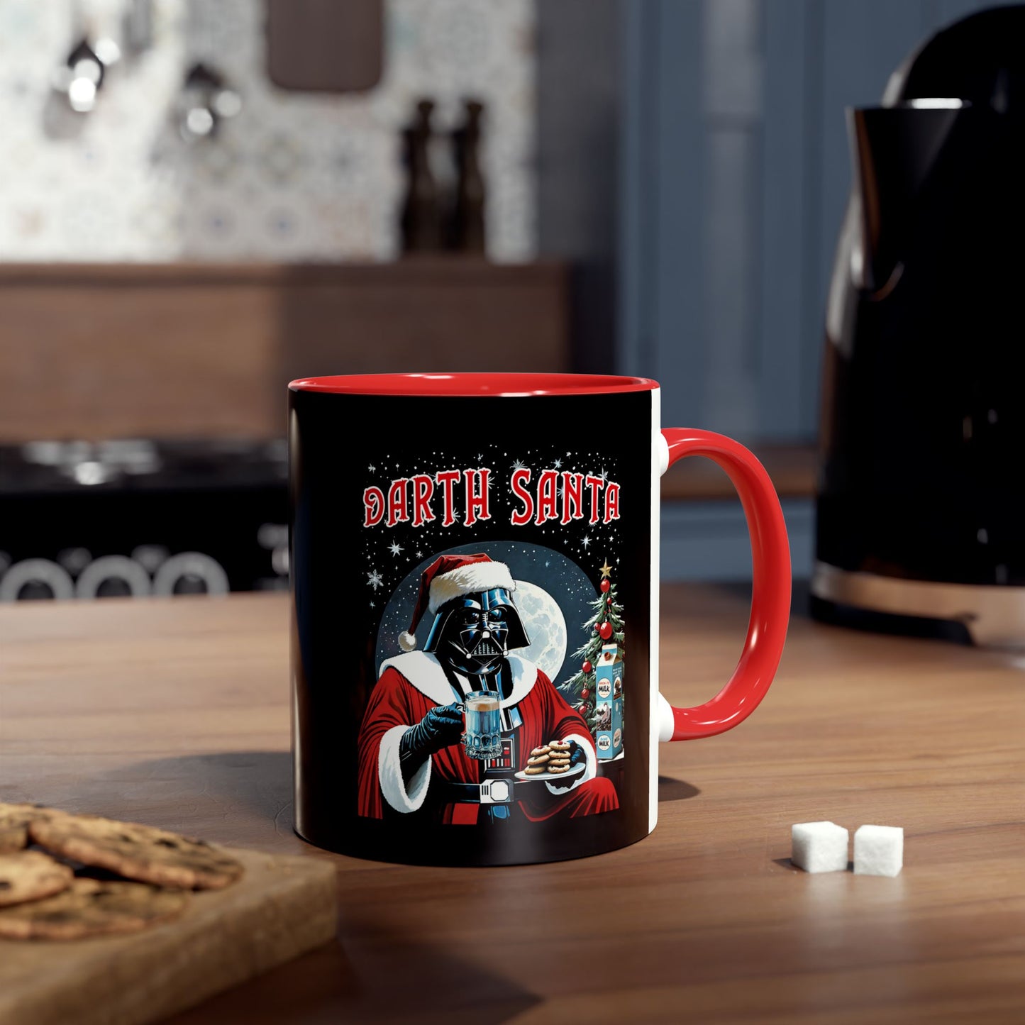 Darth Santa Christmas Ceramic Mug, Blue Milk Star Wars Parody Gift, Festive Christmas Cup, SW Fans, Dank Farrik Mug