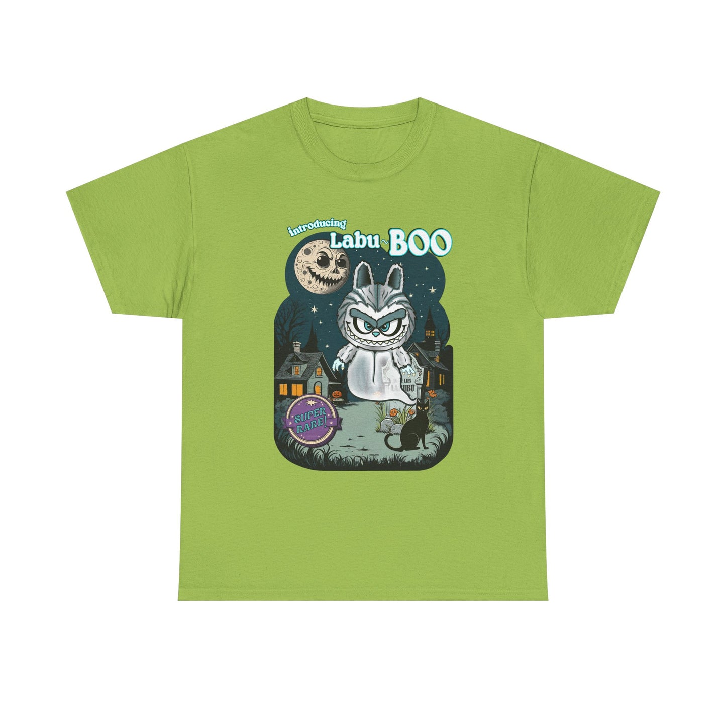 Labu Boo Unisex Tee, Ghostly Charm Tshirt, Vintage Cartoon Style Shirt, Parody Labubu Top, Halloween Costume