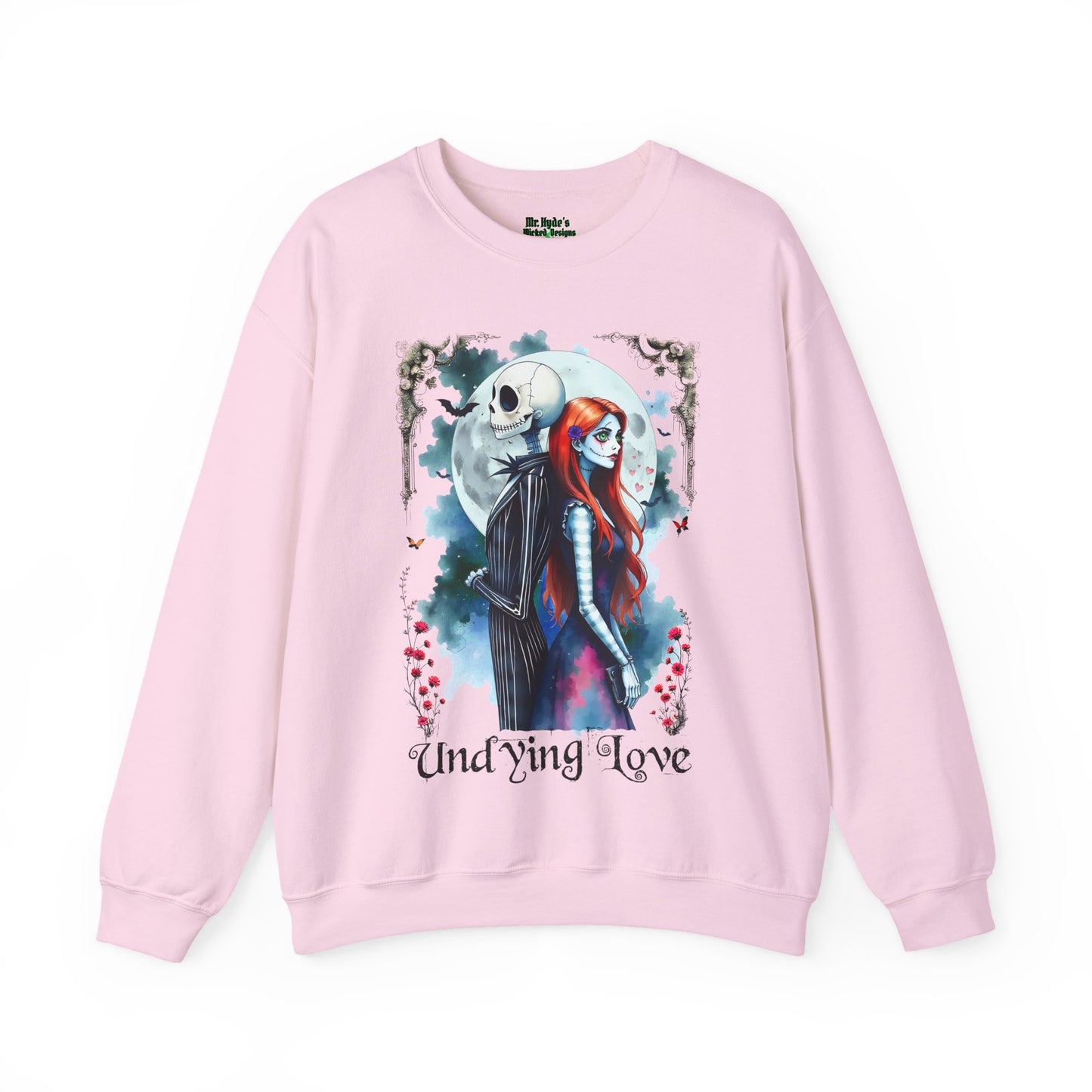 Unisex Undying Love Crewneck Sweatshirt, Romantic Gift, Halloween Apparel, Cozy Casual Wear, Everyday Style, Unique Couple Sweatshirt