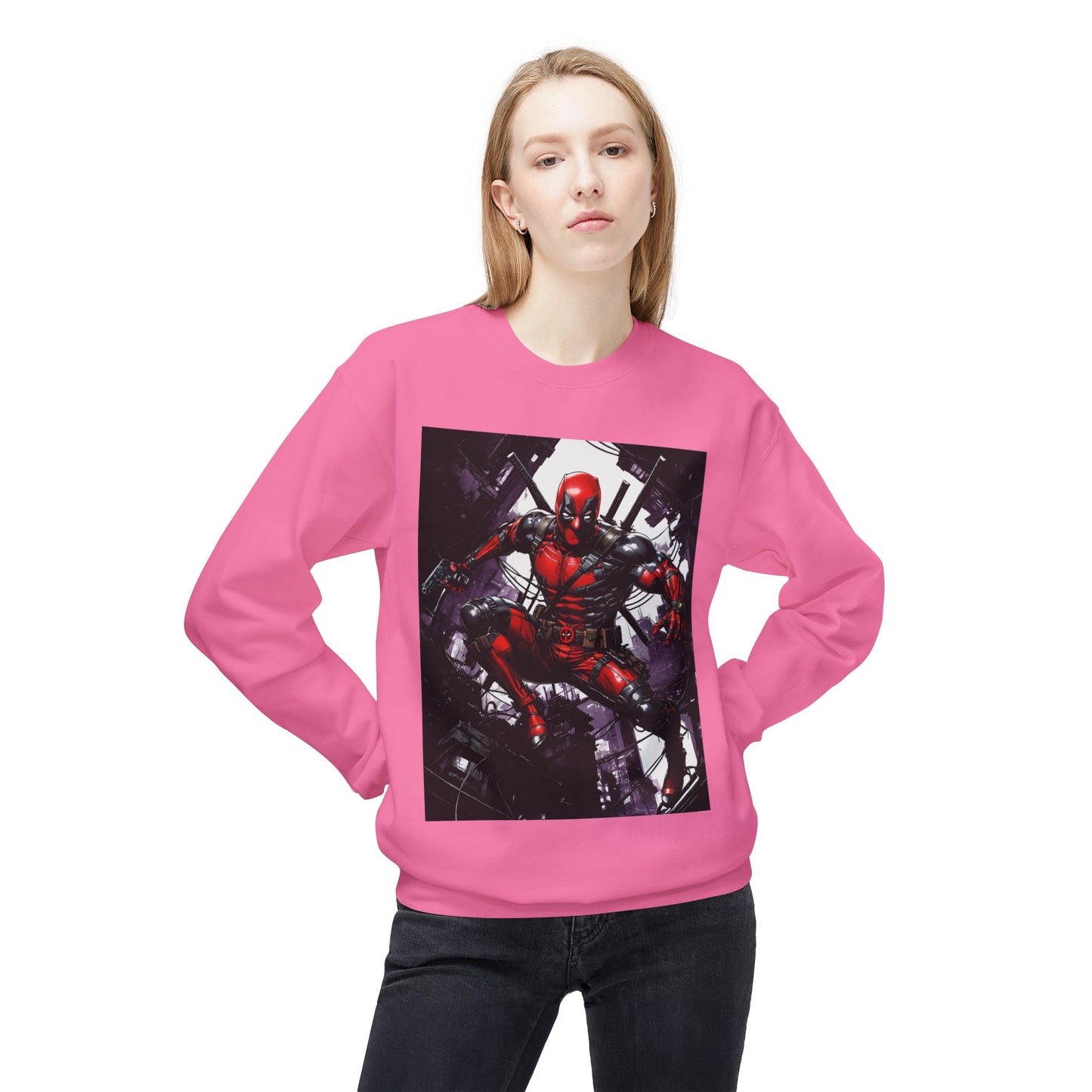 Deadpool Fan Art Crewneck Sweatshirt, Comicon Gift Sweatshirt, Marvel Collector shirt, Vintage Cotton Top, Unisex Softstyle Sweatshirt