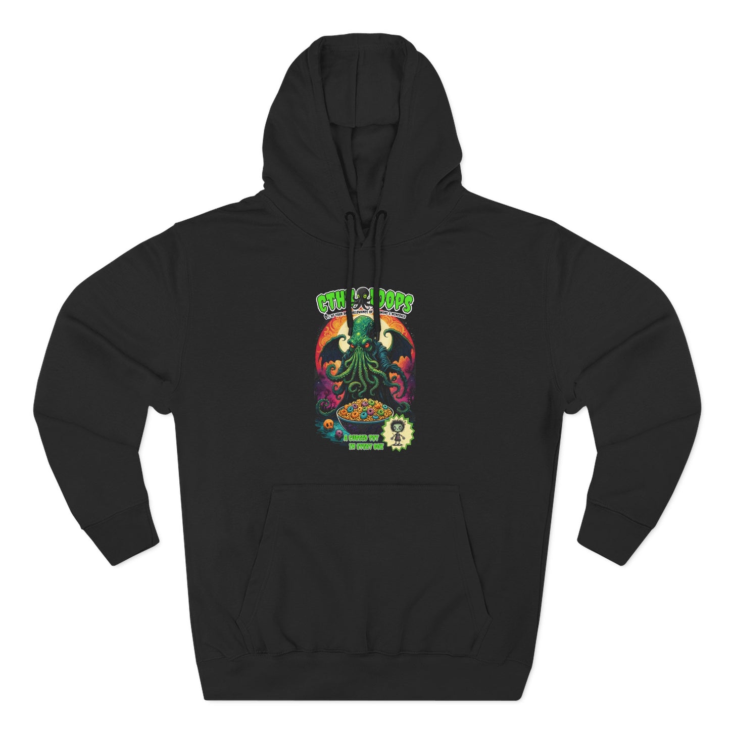 Cthulhu Three-Panel Fleece Hoodie | Trendy Graphic Sweatshirt | Boho Style, Cthulhu Parody Tee, Casual Wear, Gift Idea