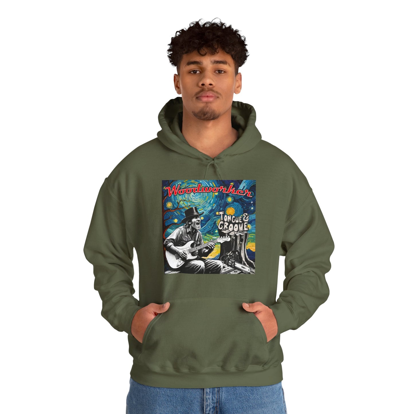 Vintage-Inspired Unisex Hooded Sweatshirt - Tongue & Groove Design