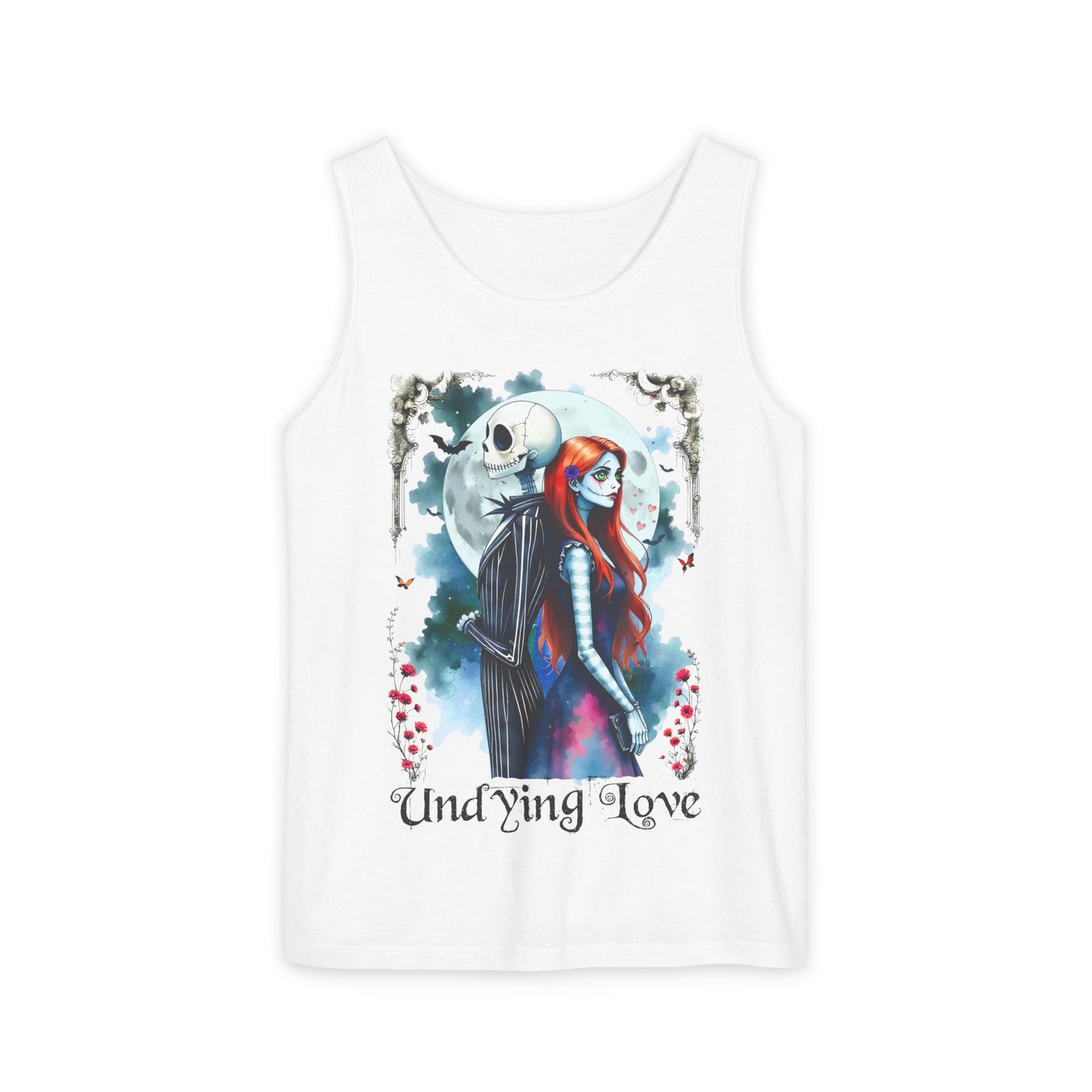 Undying Love Unisex Tank Top, Jack and Sally Halloween Couple Tee, Gothic Love Shirt, Halloween Christmas Fan Gift, Block Party Envy