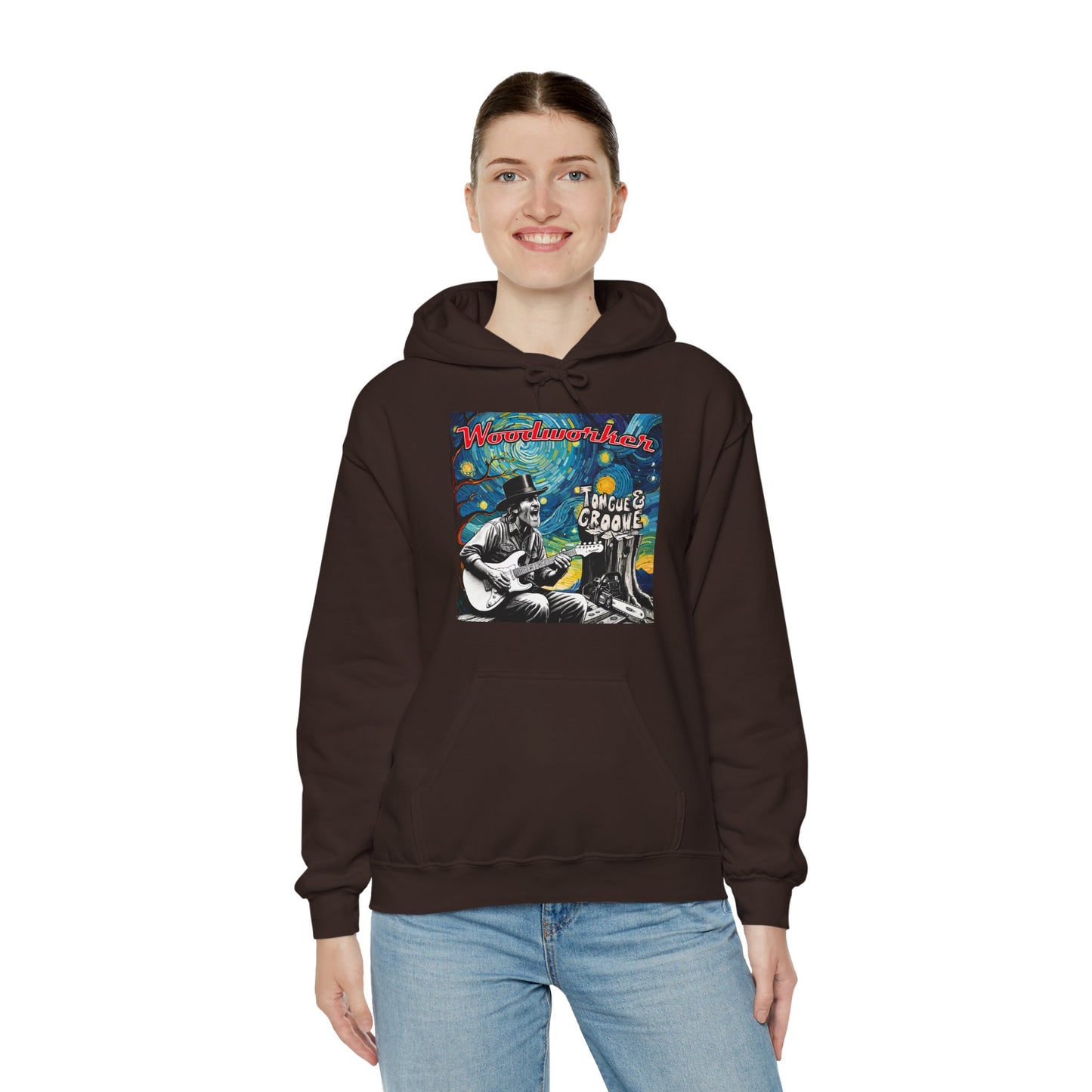 Vintage-Inspired Unisex Hooded Sweatshirt - Tongue & Groove Design