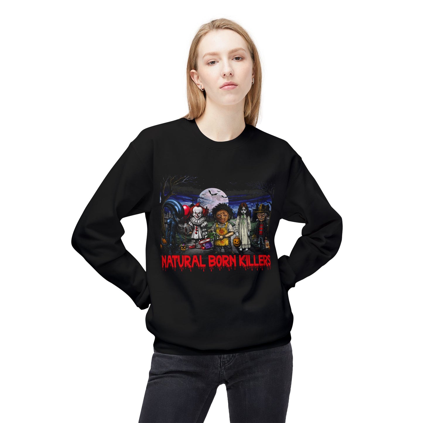 Horror Movie Halloween Parody Sweatshirt, Scary Movie Icons Graphic Crewneck Sweatshirt, Halloween Costume Apparel, Horror Movie Fan Gift,
