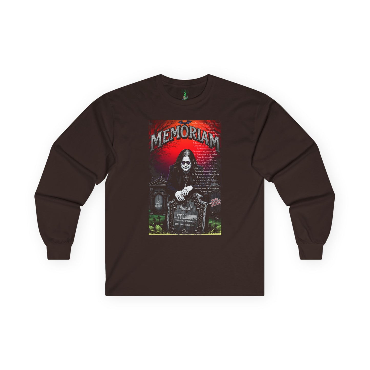 Ozzy Osbourne Memoriam Long Sleeve Tee, Black Band Tee, Rock and Roll T-Shirt, Music Concert Apparel, Goth Clothing