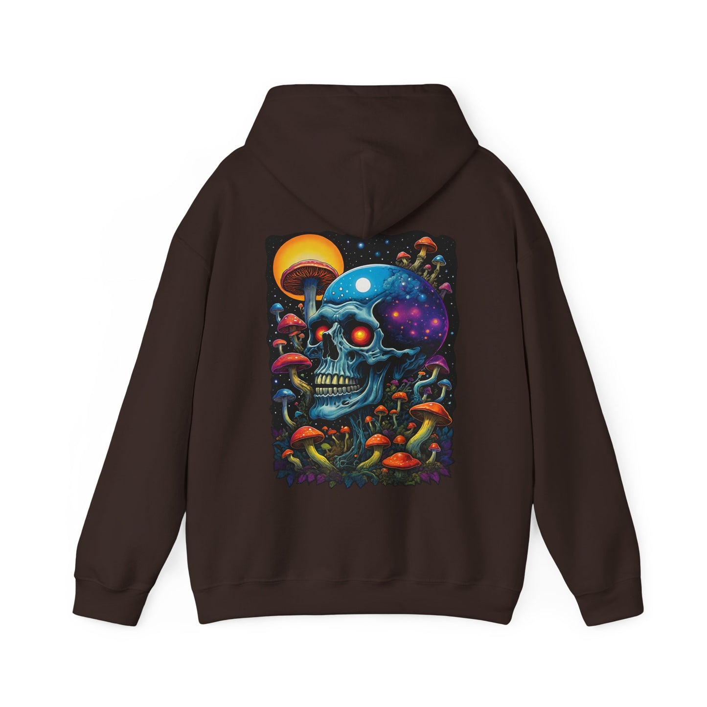 Magic Mushroom Skull Sweatshirt, Trippy Hoodie for Festivals and Relaxing, Unique Gift for Adults, Expressive Artistic Clothing, Cosmically