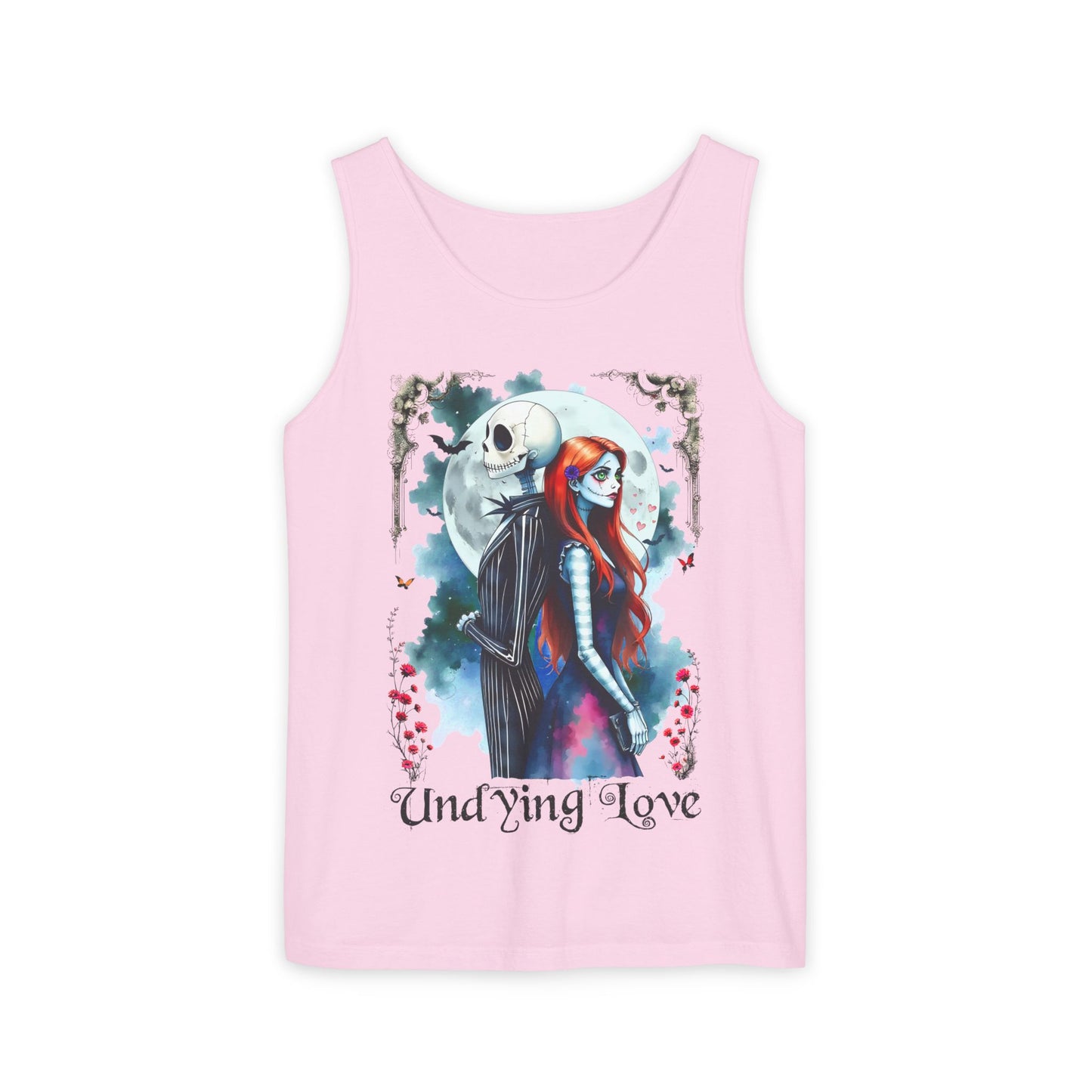 Undying Love Unisex Tank Top, Jack and Sally Halloween Couple Tee, Gothic Love Shirt, Halloween Christmas Fan Gift, Block Party Envy