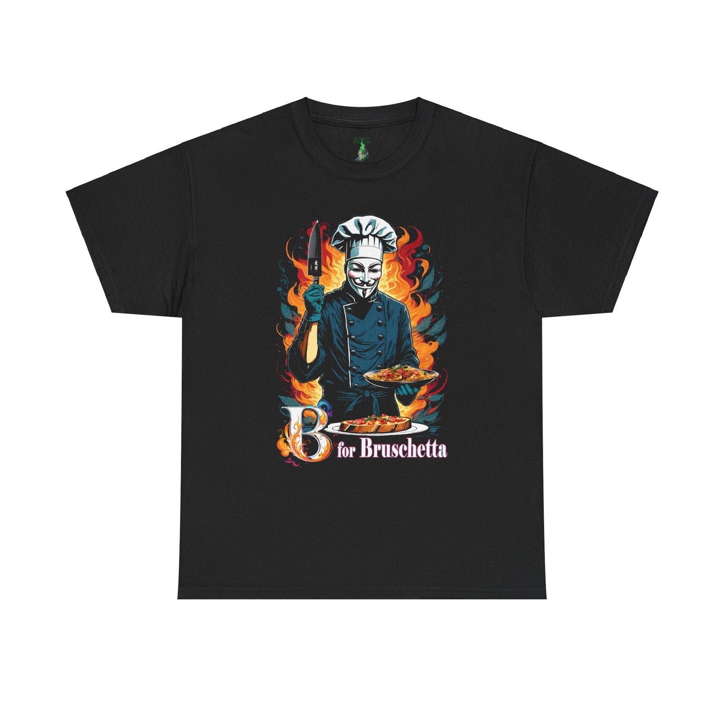 V For Vendetta Parody Foodie Tee, B For Bruschetta Funny Movie Shirt, Funny Cooking Tee, Hugo Weaving, Allen Moore, Unisex Cotton T-shirt