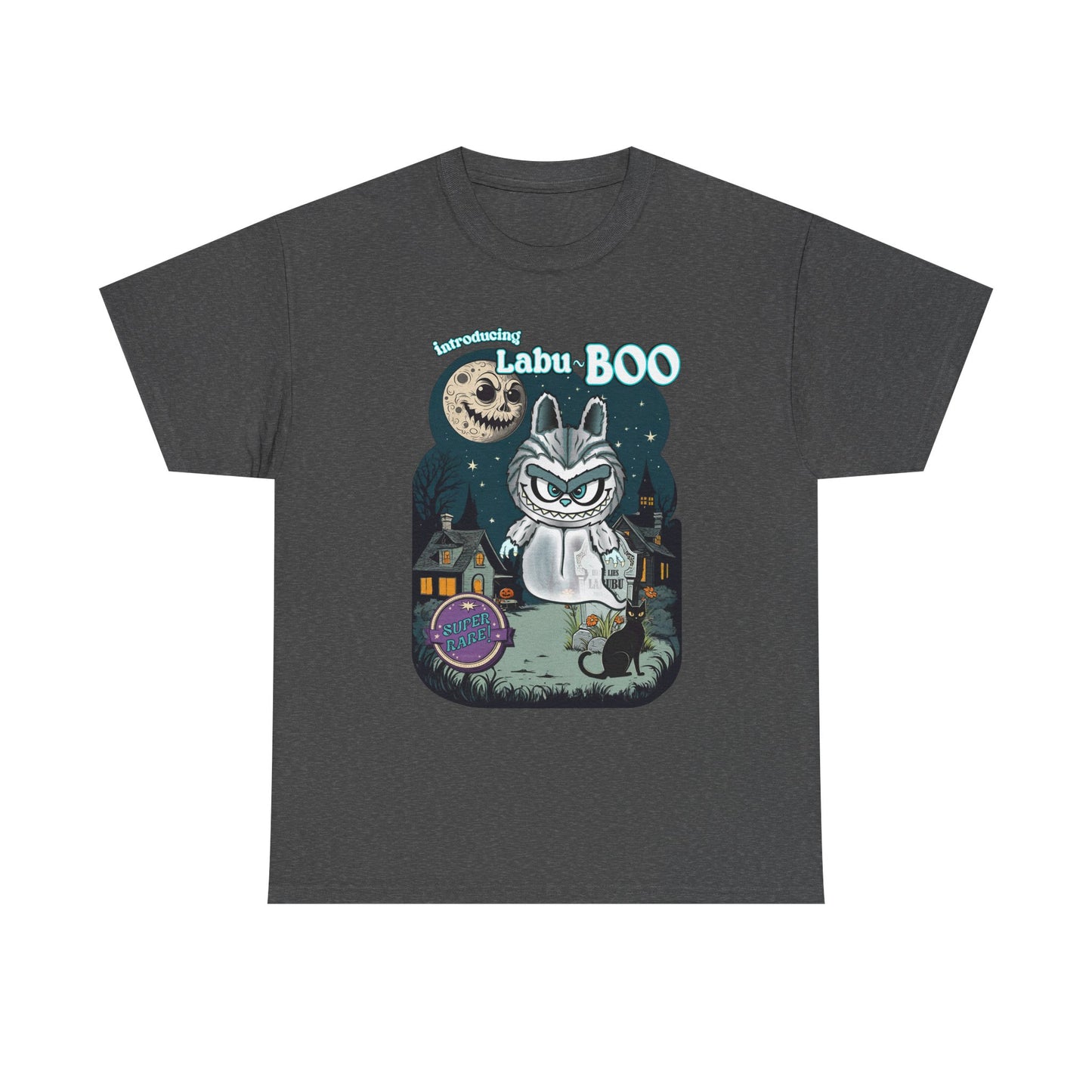 Labu Boo Unisex Tee, Ghostly Charm Tshirt, Vintage Cartoon Style Shirt, Parody Labubu Top, Halloween Costume