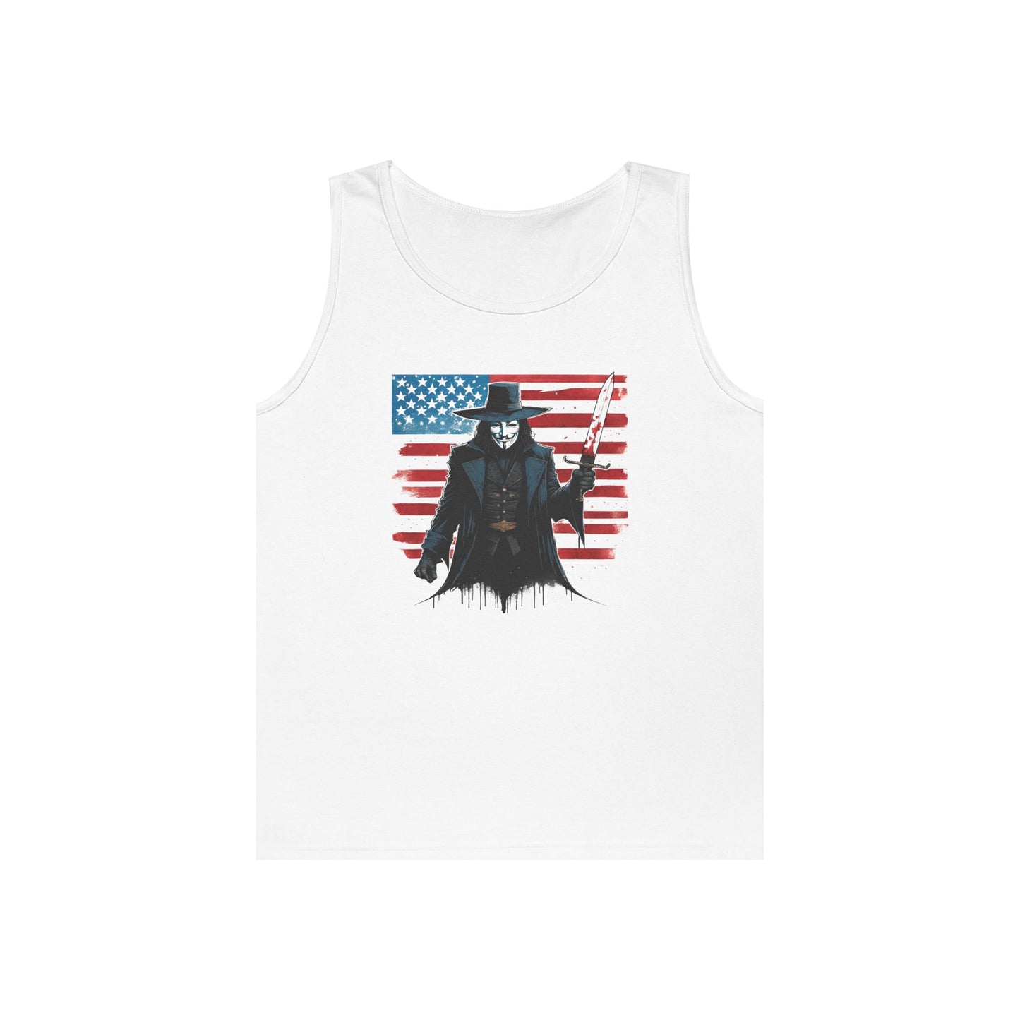 V for Vendetta Tee, American Flag Tank Top, Patriotic Summer Sleeveless Shirt for Men and Women, Independence Day Apparel, National