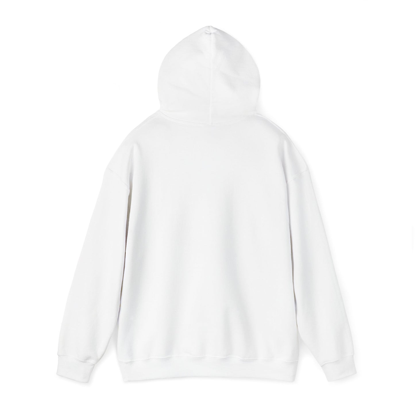 Gildan unisex heavy cotton hooded sweatshirt view of reverse side.