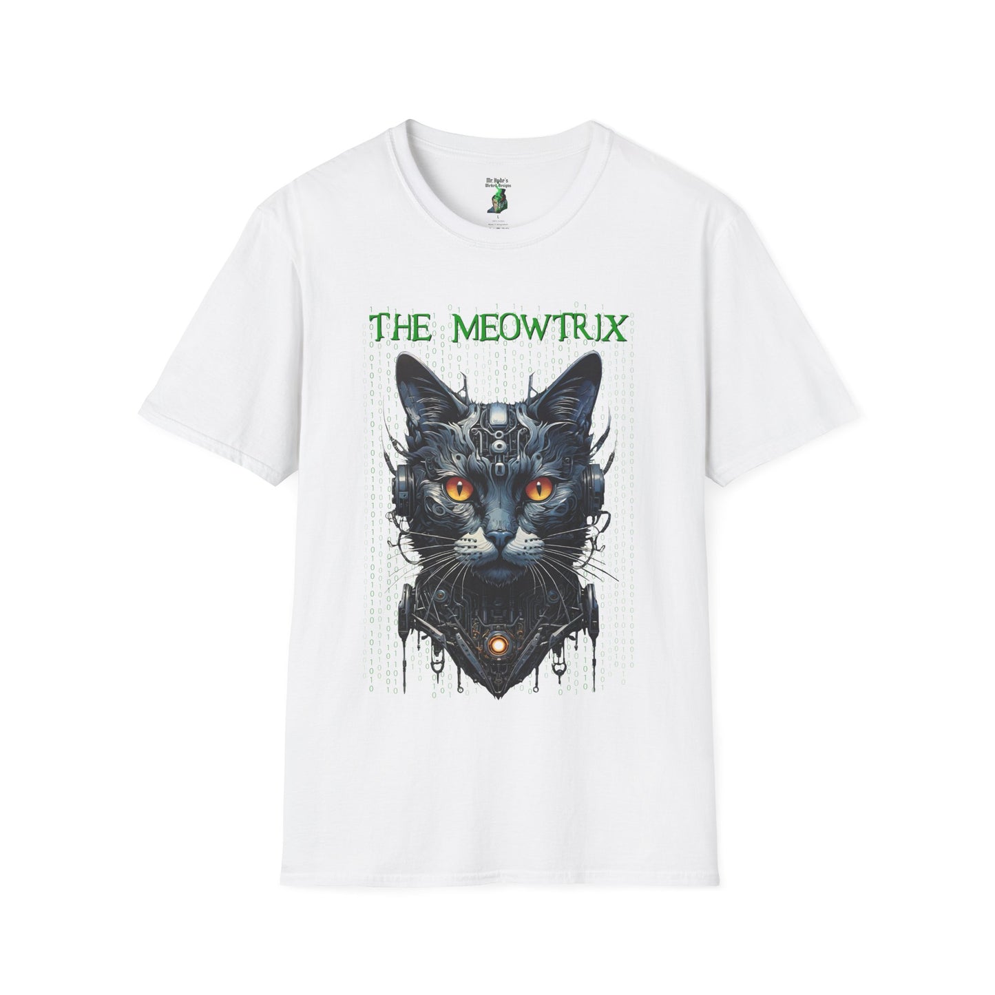 Matrix Cat Parody Softstyle T-Shirt, Funny Movie Tee, Cat Lover Gift, Meowtrix Shirt, Unisex Gildan Cotton Tee