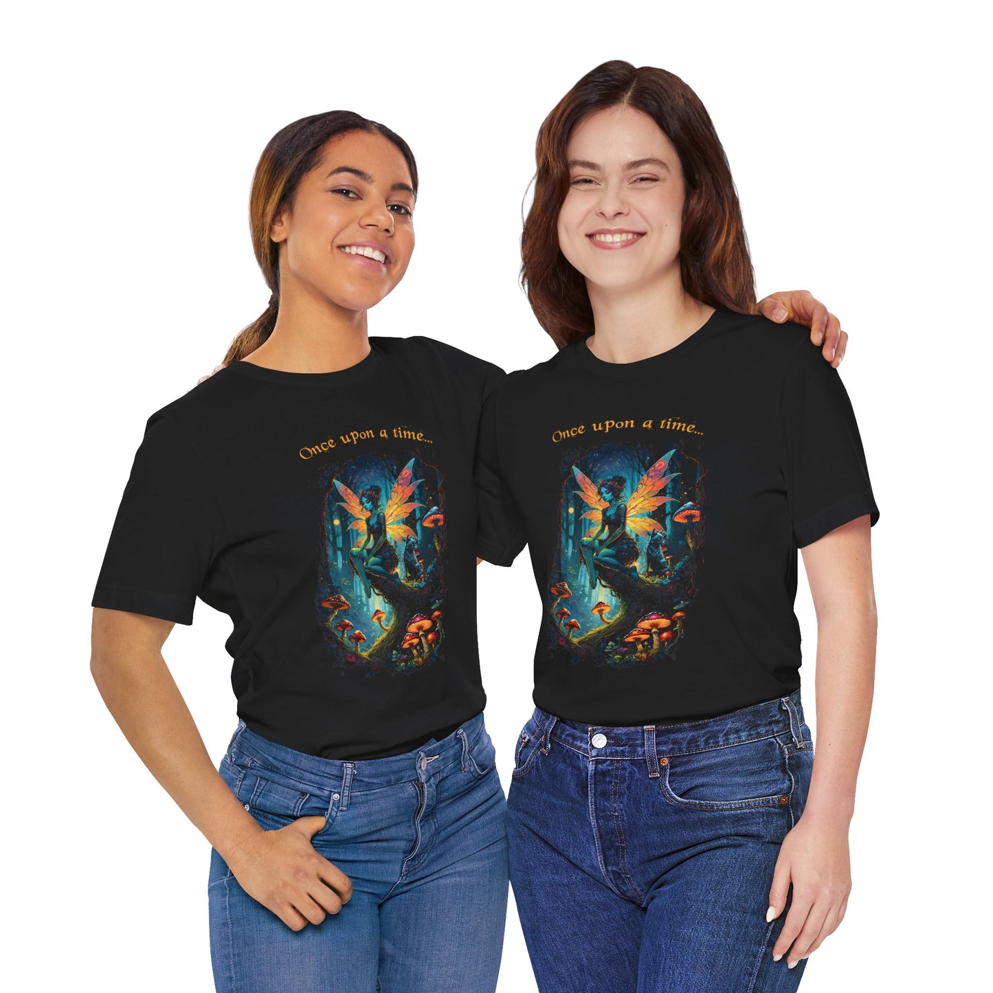 Fairy Girl and Fox T-shirt, Fantasy Fox Tee, Enchanting Half Tone Shirt, Magical Ladies Top, Once Upon a Time, Bella Canvas