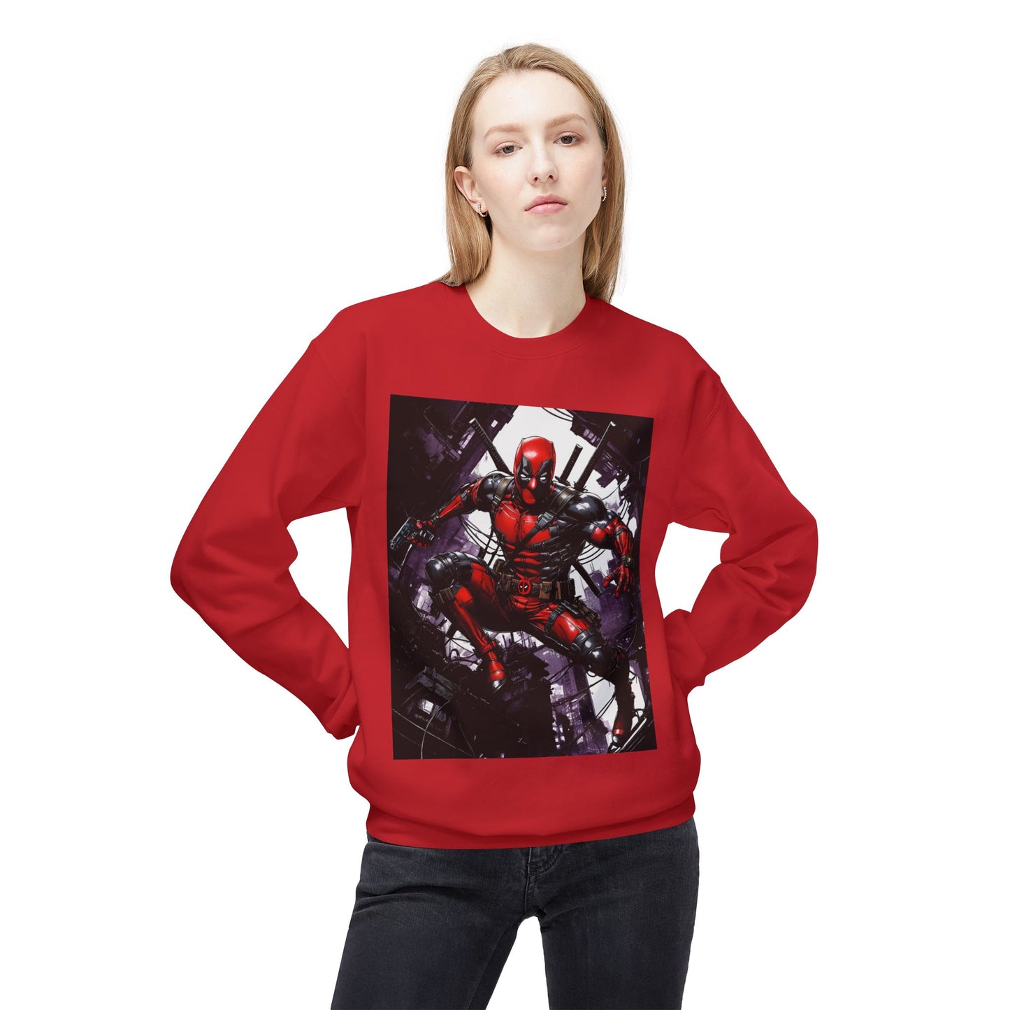 Deadpool Fan Art Crewneck Sweatshirt, Comicon Gift Sweatshirt, Marvel Collector shirt, Vintage Cotton Top, Unisex Softstyle Sweatshirt