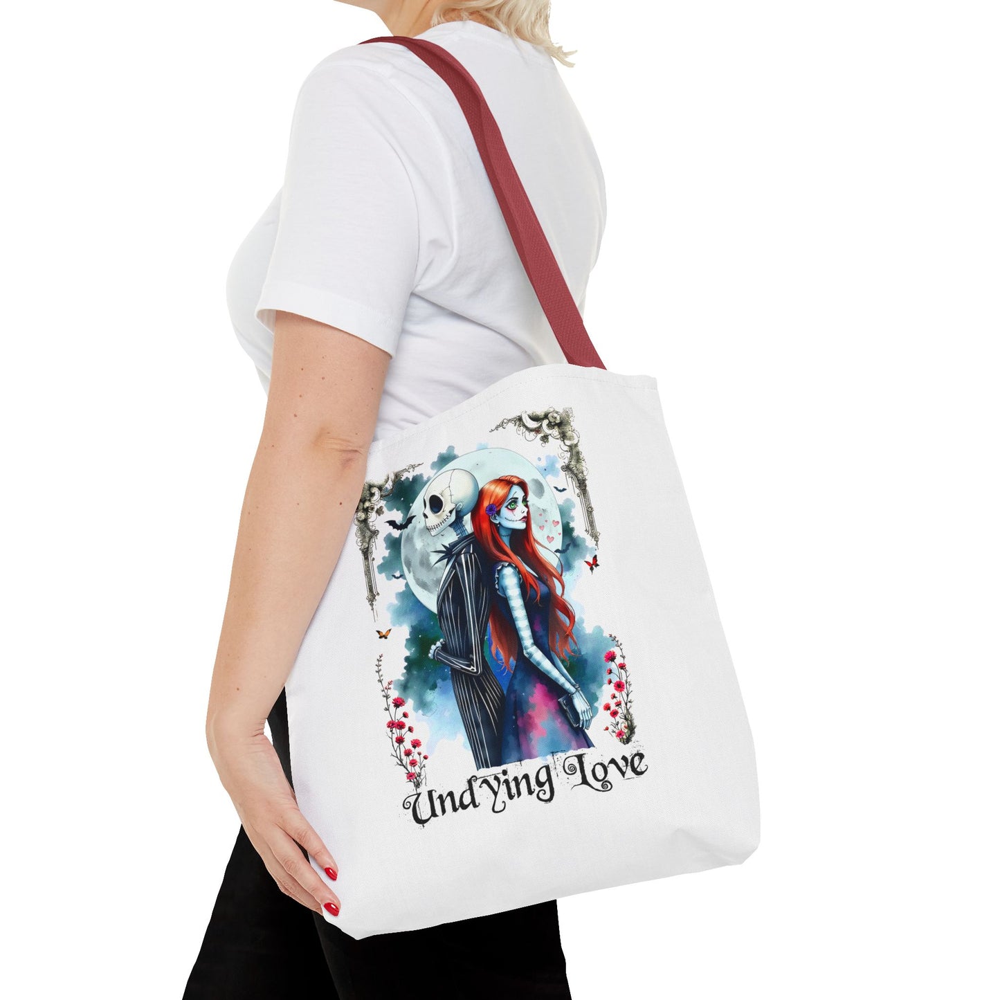 Undying Love Tote Bag - Gothic Style, Jack and Sally Tote, Perfect Gift for Couples, Unique Bag for Spooky Season, Everyday Use