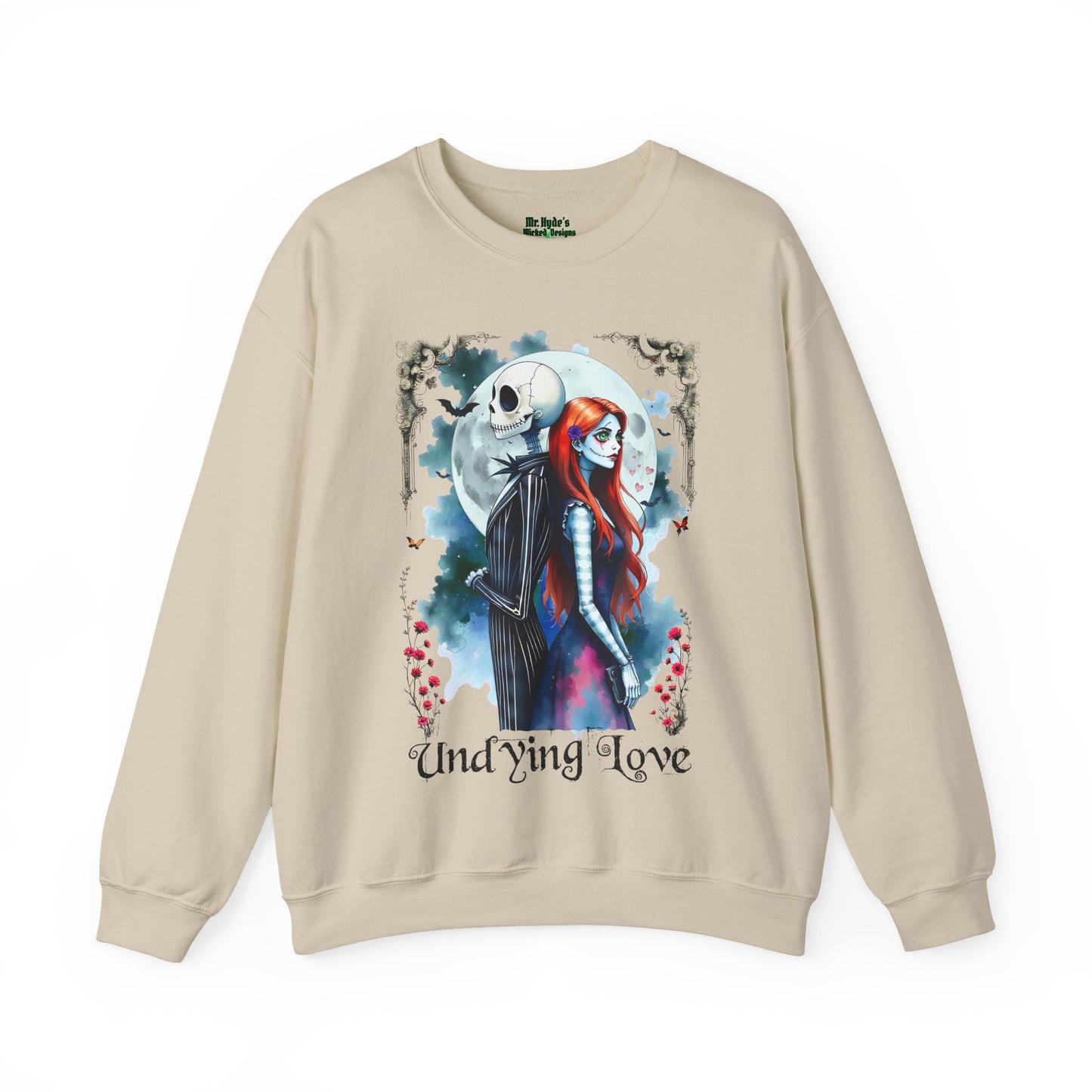 Unisex Undying Love Crewneck Sweatshirt, Romantic Gift, Halloween Apparel, Cozy Casual Wear, Everyday Style, Unique Couple Sweatshirt