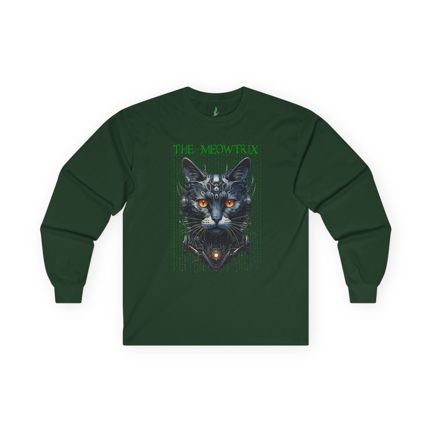 Matrix Cat Parody Tee, Funny Meowtrix Movie T-Shirt for Cat Lovers, Unisex Cotton Long Sleeve Shirt, Humorous Gift for Matrix Fans, Casual