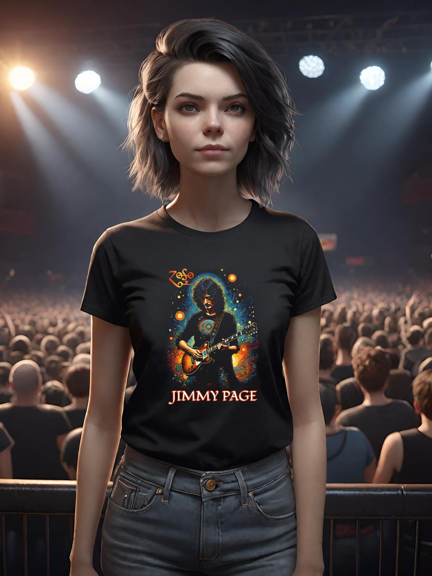 Jimmy Page Tee, Classic Rock Tee, Rock Legends shirt, Zed Zepplin Tee. Ladies Concert Tee, Gift for Guitarist, Ladies Bella Canvas T-shirt