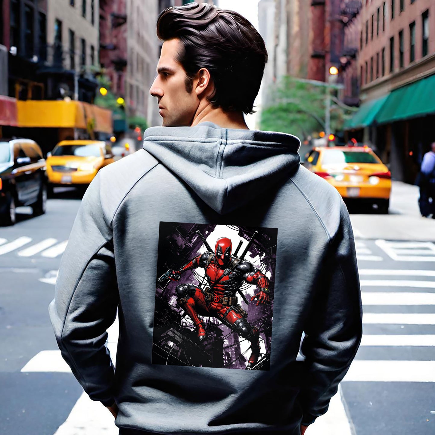 Deadpool Fan Art Hoodie, Comic Collector Gift, Vintage Style Hooded Sweatshirt, Comicon Apparel, Marvel Fan Apparel