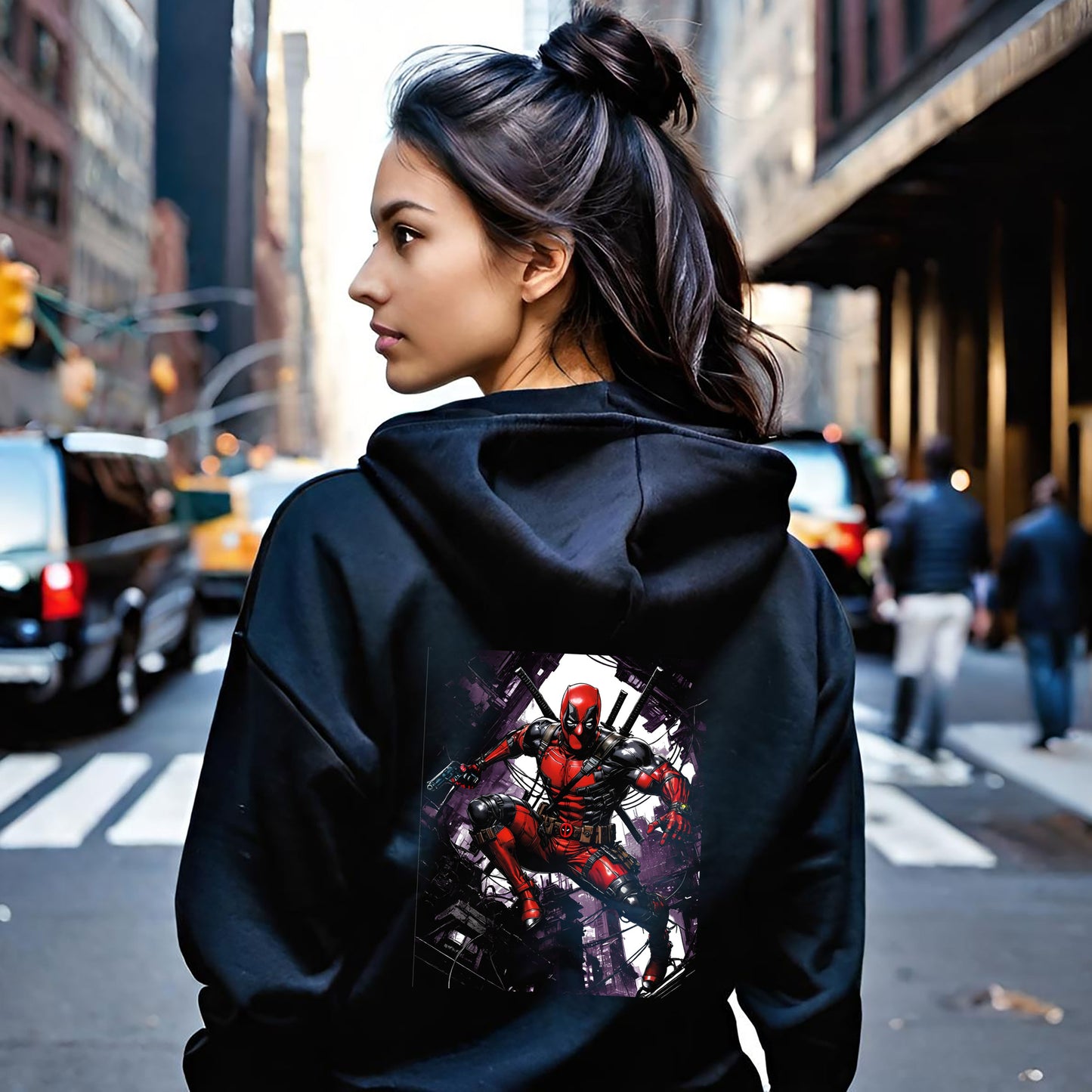 Deadpool Fan Art Hoodie, Comic Collector Gift, Vintage Style Hooded Sweatshirt, Comicon Apparel, Marvel Fan Apparel