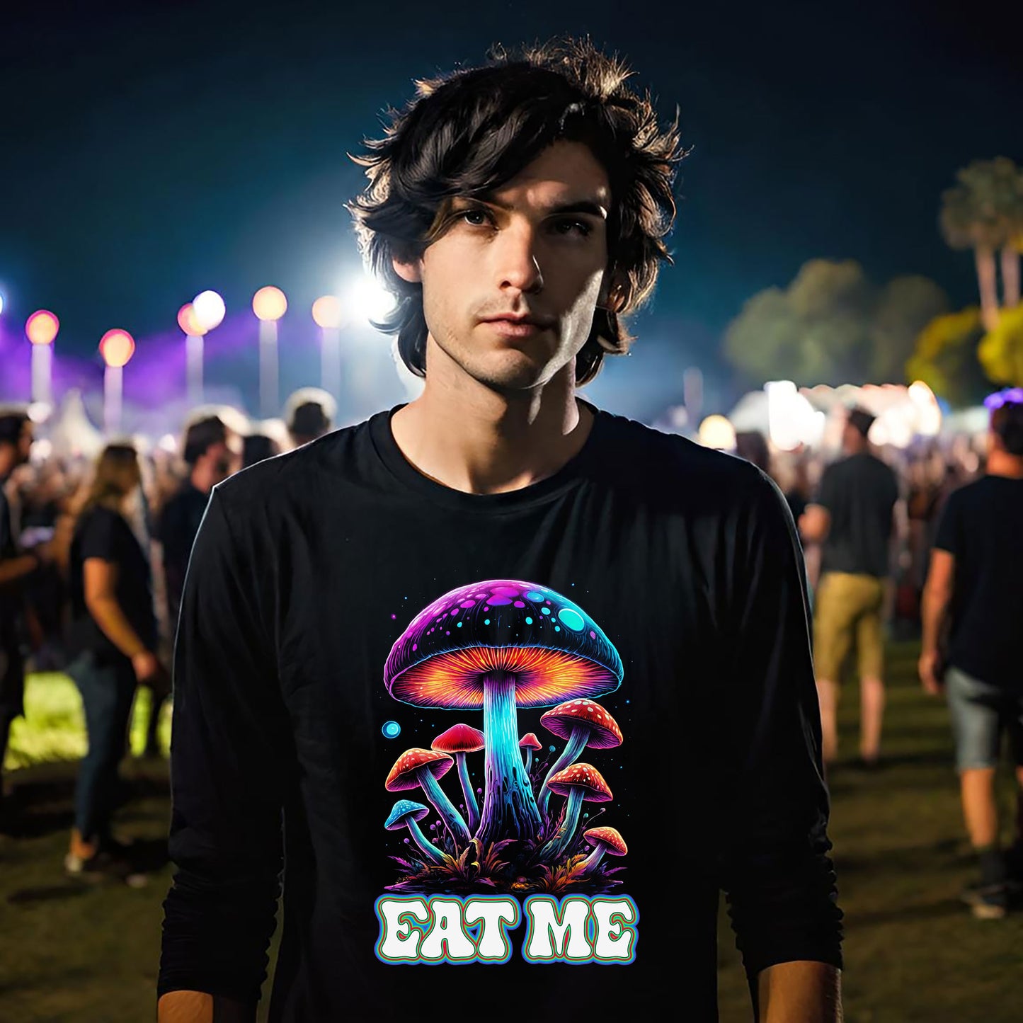 Psychedelic Mushroom T-Shirt, Eat Me T-shirt, Alice in Wonderland, Groovy Gift, Music Festival Tee, Magic Mushroom shirt, Unisex Ultra Cotton Long Sleeve Tee