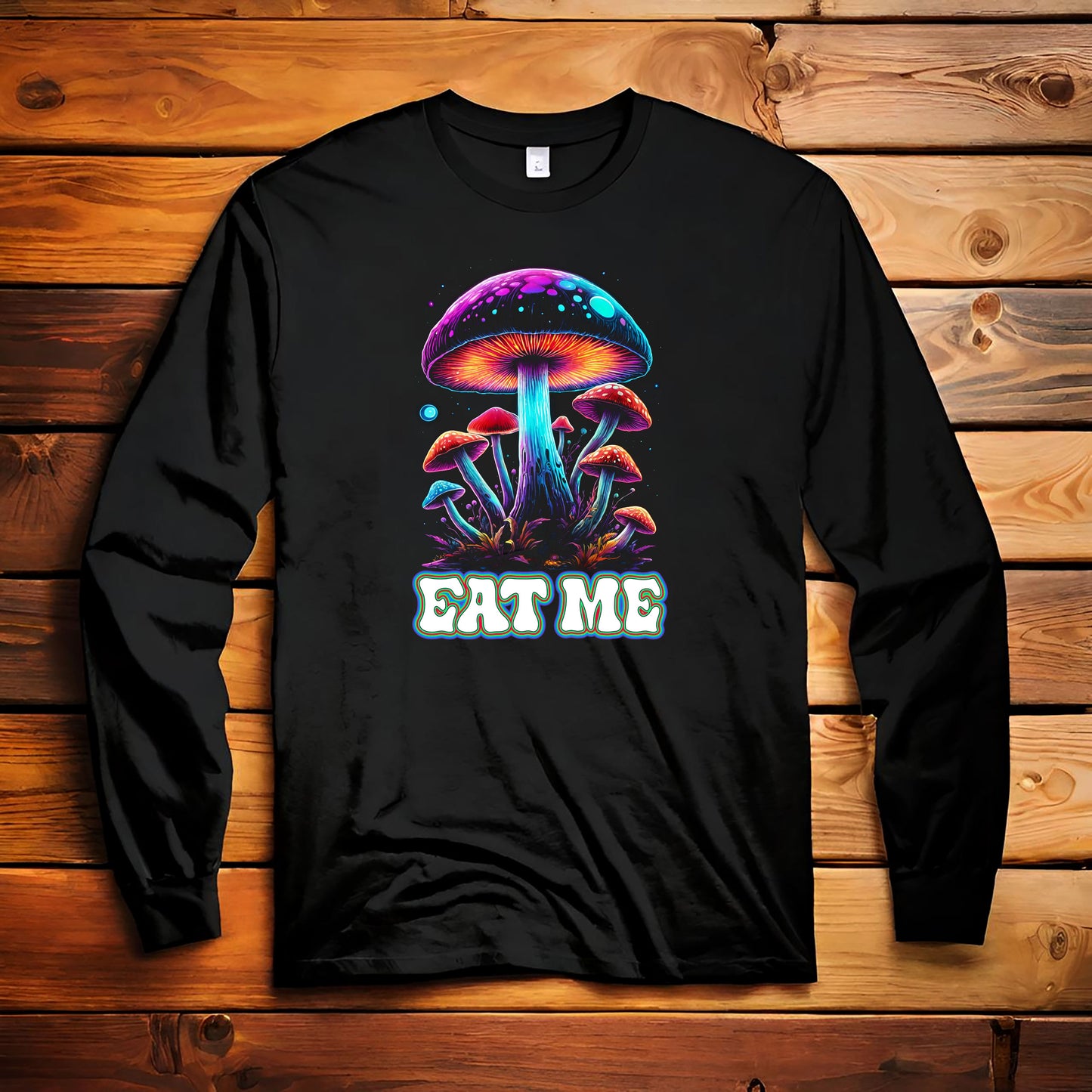 Psychedelic Mushroom T-Shirt, Eat Me T-shirt, Alice in Wonderland, Groovy Gift, Music Festival Tee, Magic Mushroom shirt, Unisex Ultra Cotton Long Sleeve Tee