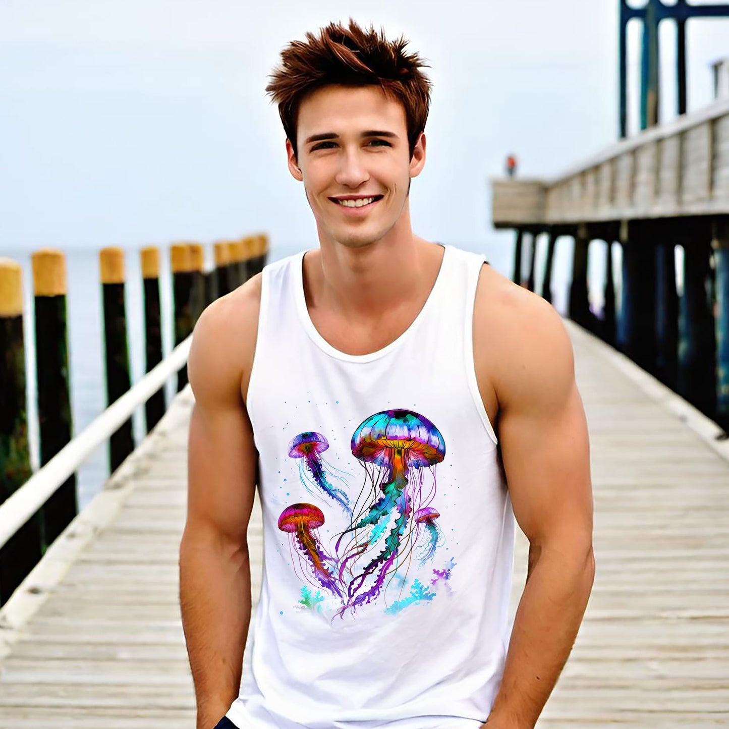 Colorful Jellyfish Unisex Jersey Tank Top | Ocean Vibes, Summer Tank | Salt Life Style
