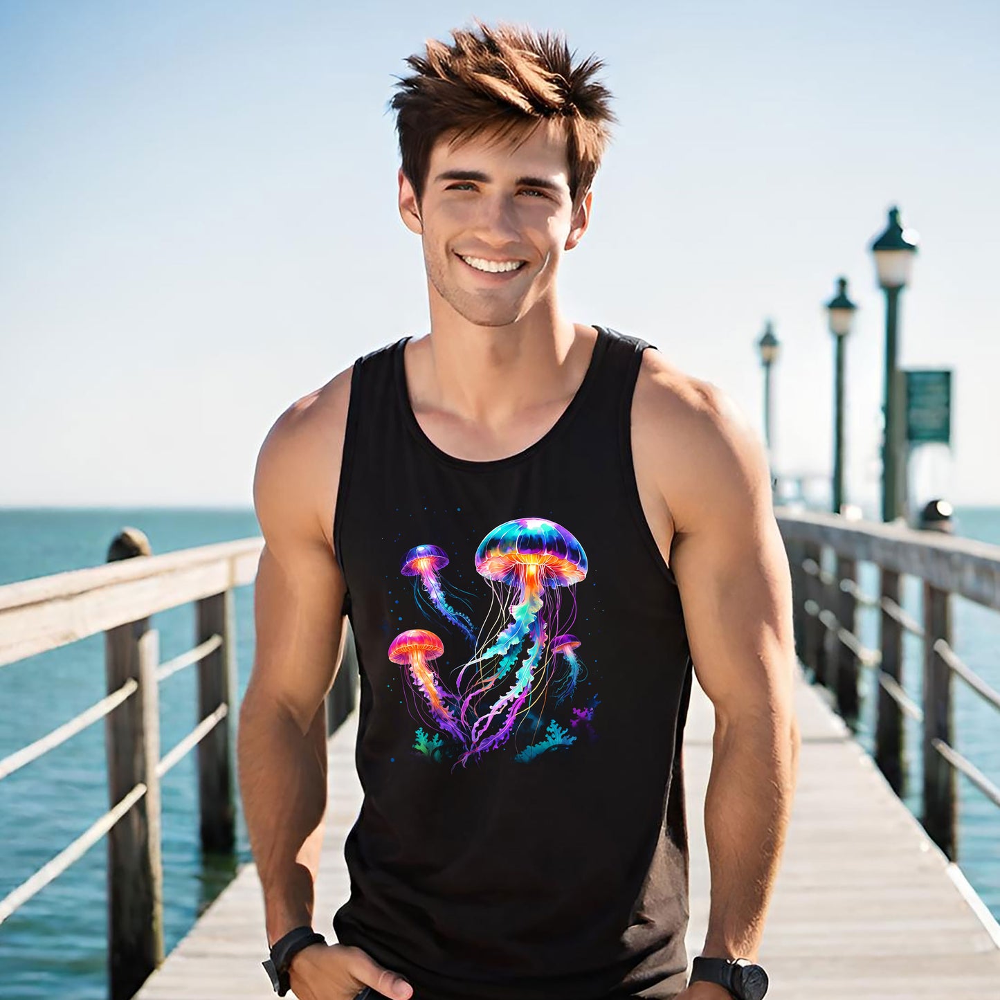Colorful Jellyfish Unisex Jersey Tank Top | Ocean Vibes, Summer Tank | Salt Life Style