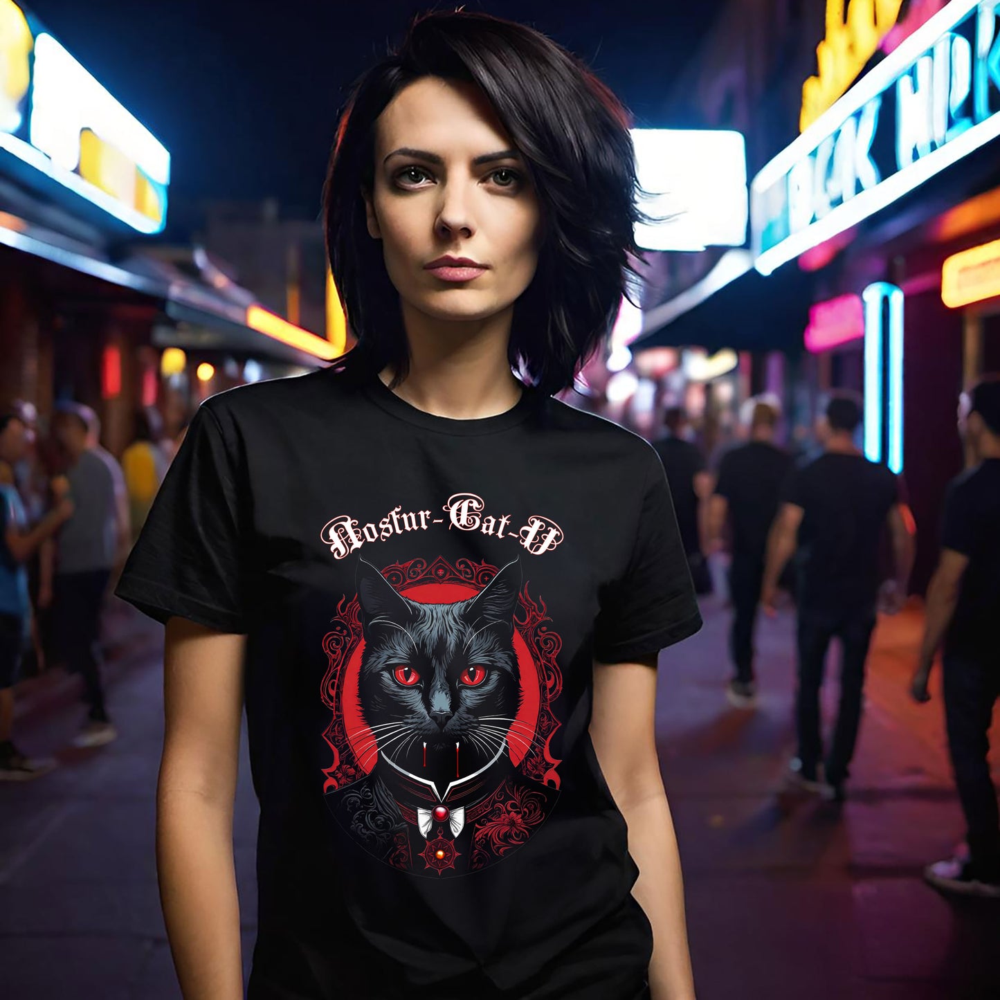 Nosfur-Cat-U Gothic Cat Unisex Heavy Cotton Tee, Vampire Feline Lord, Horror Movie Shirt, Gothic Cat Lover Gift, Hilarious Tee