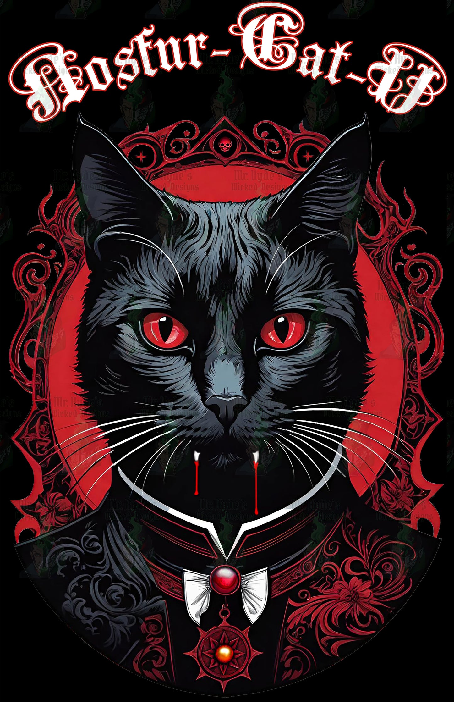 Nosfur-Cat-U, Gothic Cat Vampire Tee, Vintage Cat Lover Shirt, Unisex 3/4 Sleeve Tee, Ideal for Pet Lovers, Halloween Tee, Cat Mom Gift