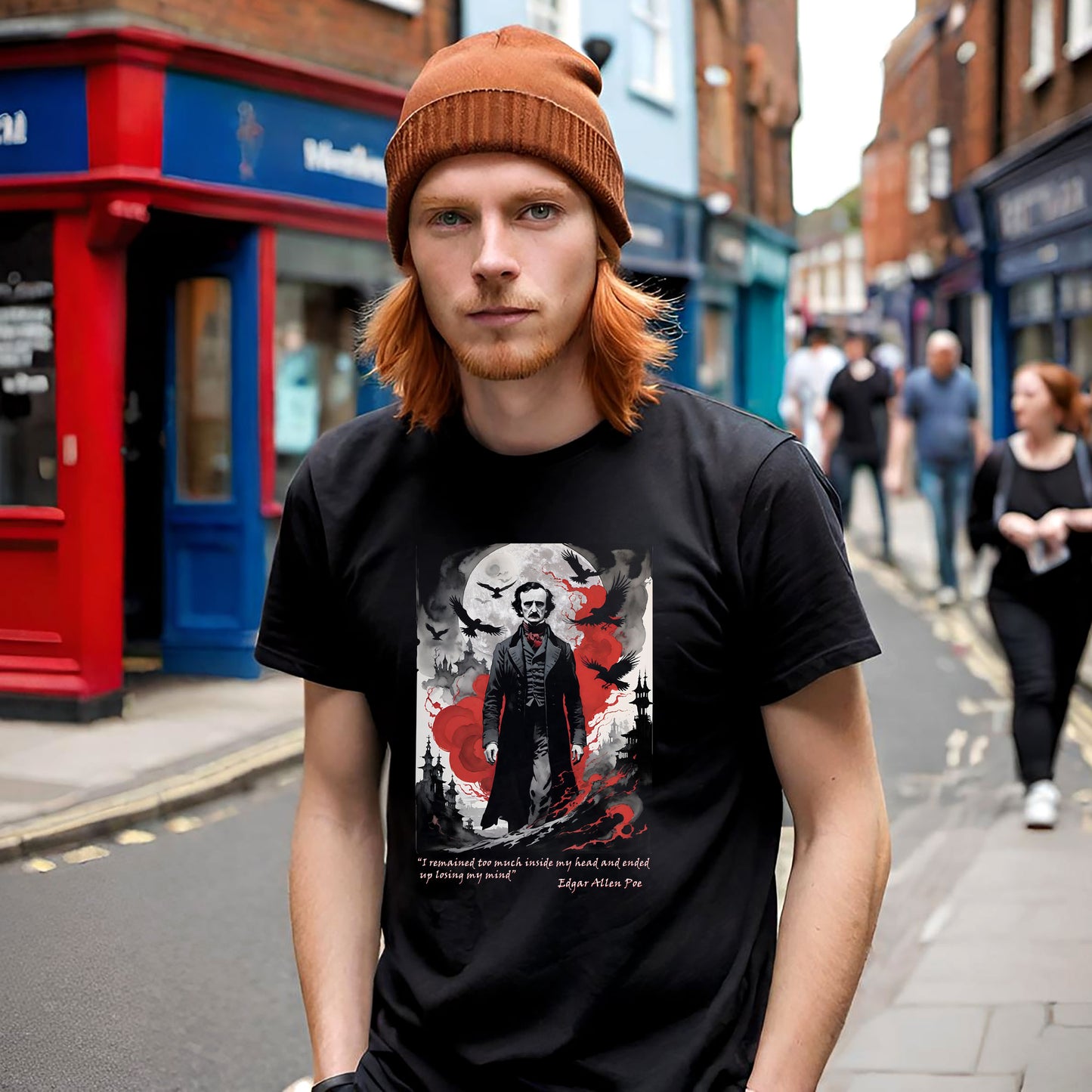 Gothic Edgar Allen Poe T-shirt for Serious Fans, Unisex Heavy Cotton Tee, Macabre Tee, Poe Quote Shirt, Watercolor Poe Tee