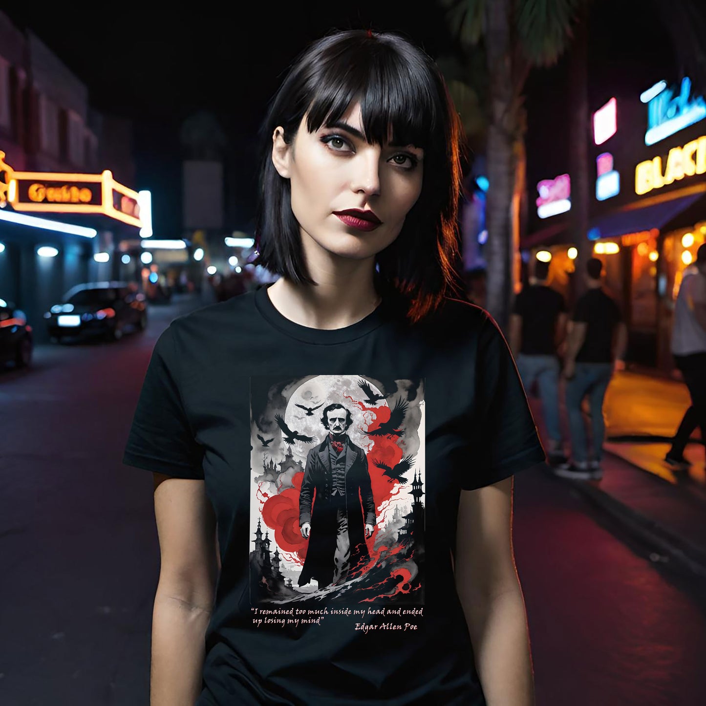 Gothic Edgar Allen Poe T-shirt for Serious Fans, Unisex Heavy Cotton Tee, Macabre Tee, Poe Quote Shirt, Watercolor Poe Tee