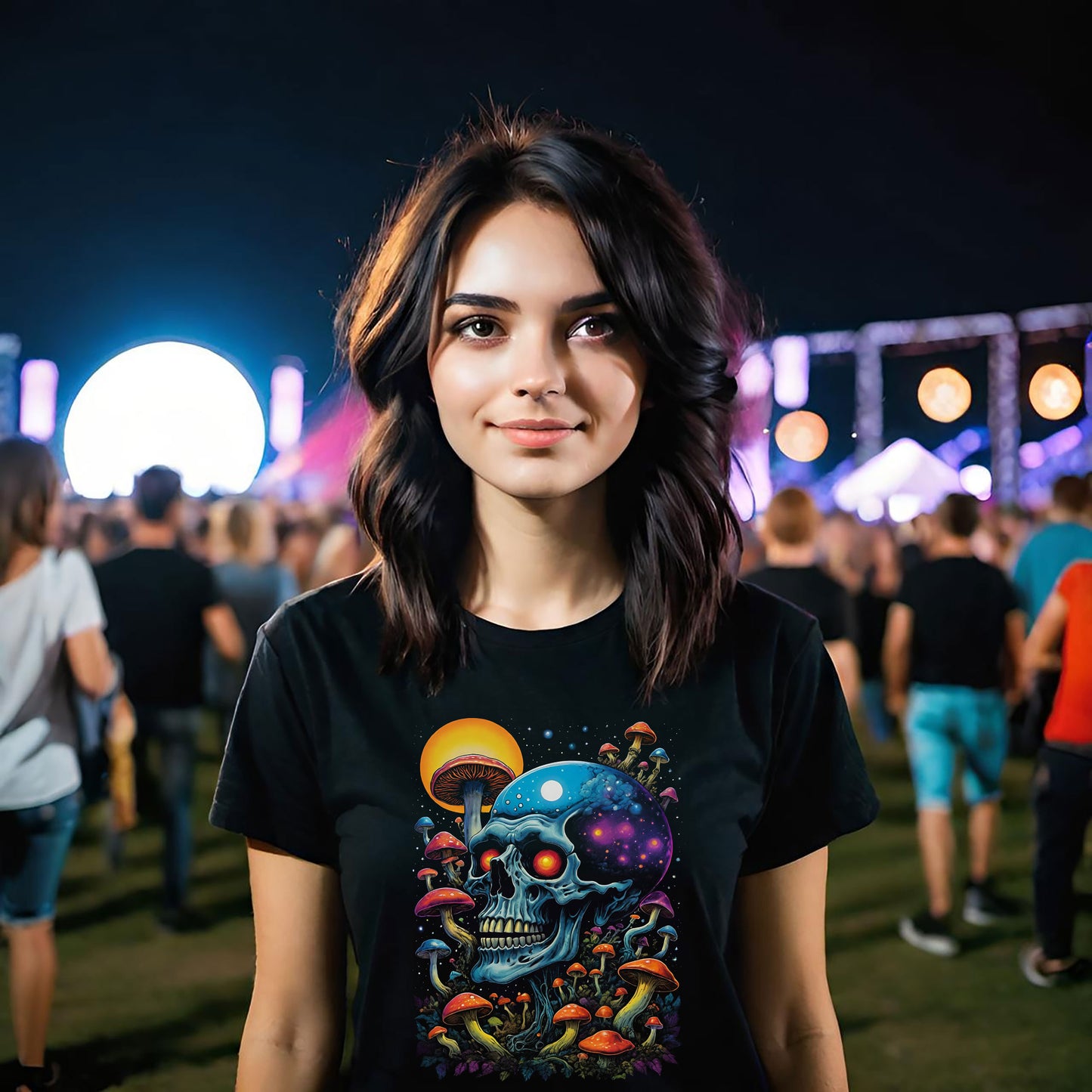 Magic Mushroom Skull Tee, Trippy Shirt, Psychedelic Tshirt, Artistic Clothing, Festival Apparel