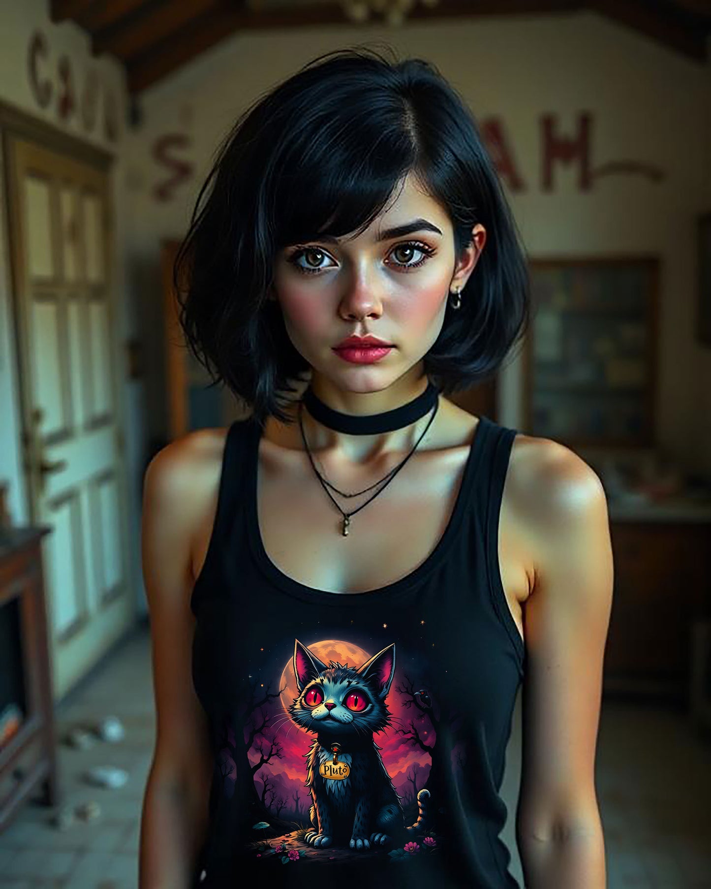 Pluto the Cat Racerback Tank Top, Edgar Allen Poe Inspired, The Black Cat Fans, Nerdy Poe Fans, Stand Out Tank, Statement
