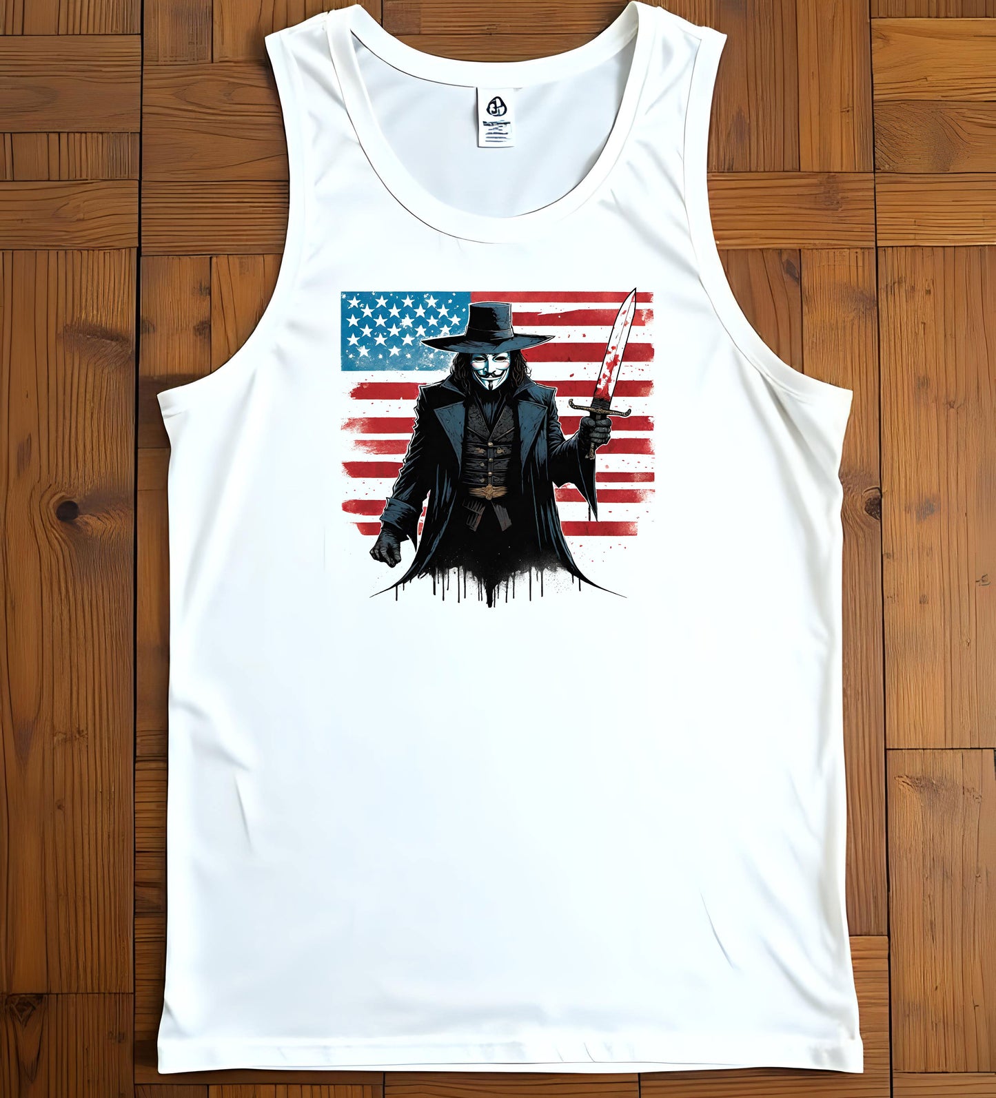 V for Vendetta Tee, American Flag Tank Top, Patriotic Summer Sleeveless Shirt for Men and Women, Independence Day Apparel, National
