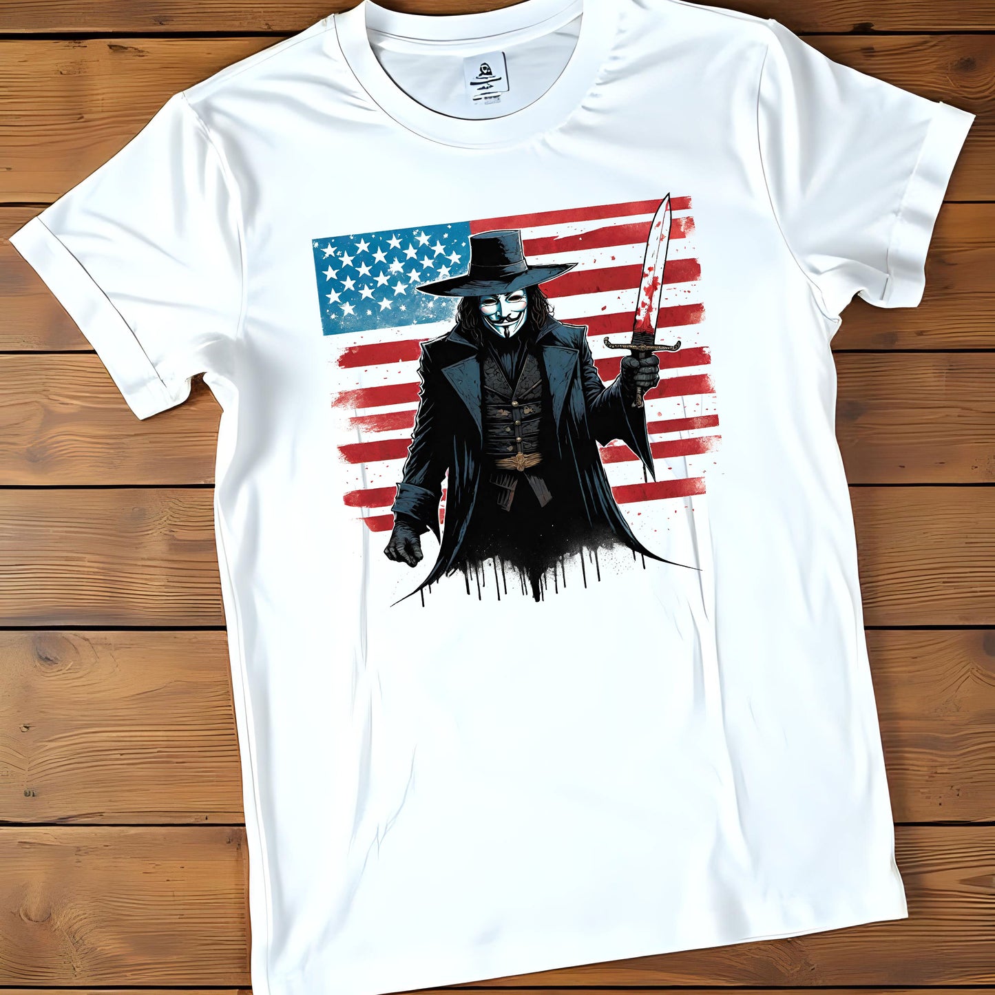 V for Vendetta Tee, Patriotic Graphic Tee, Unisex Heavy Cotton Tee, American Flag Shirt, 4th of July Gift, Independence Day Apparel