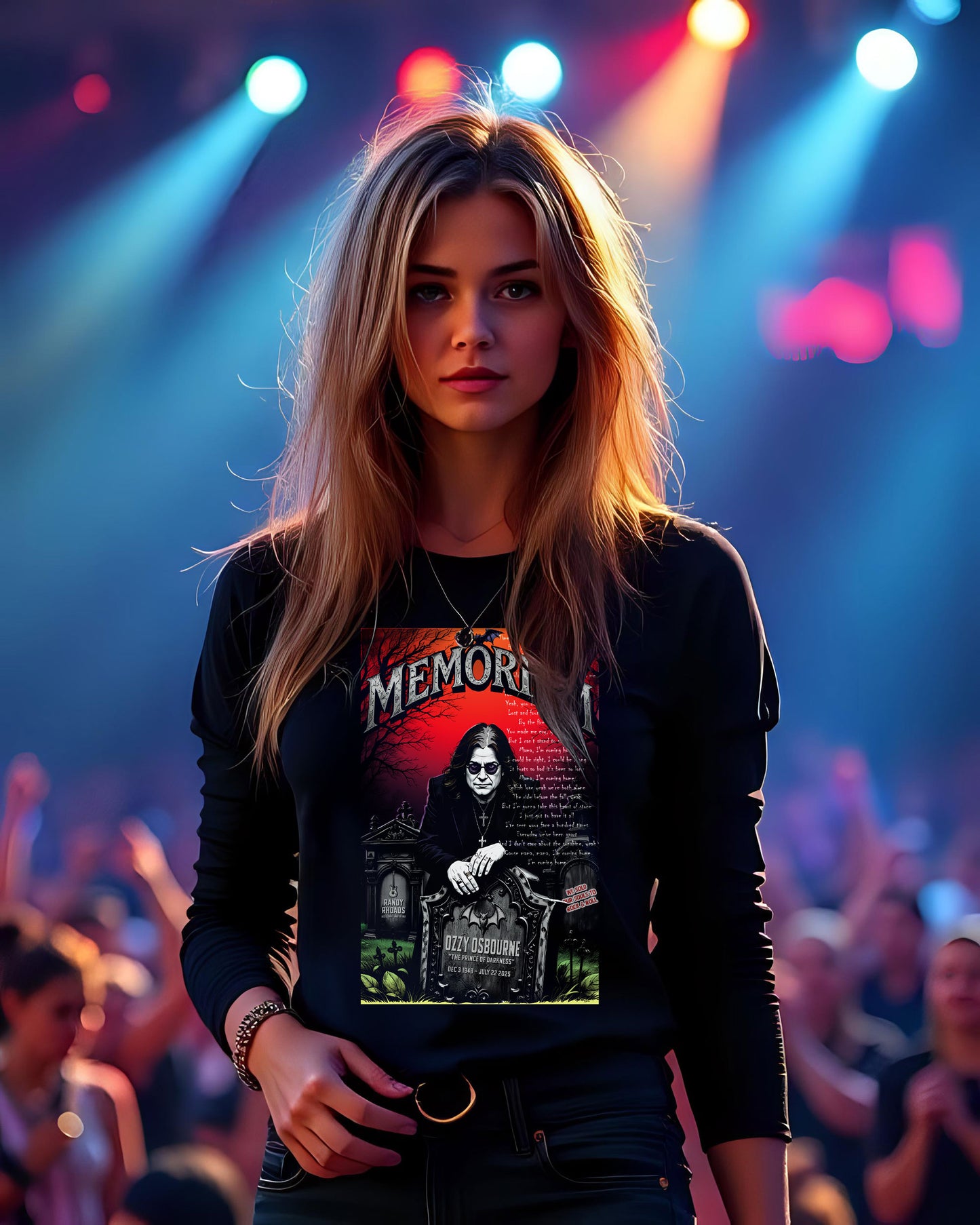 Ozzy Osbourne Memoriam Long Sleeve Tee, Black Band Tee, Rock and Roll T-Shirt, Music Concert Apparel, Goth Clothing