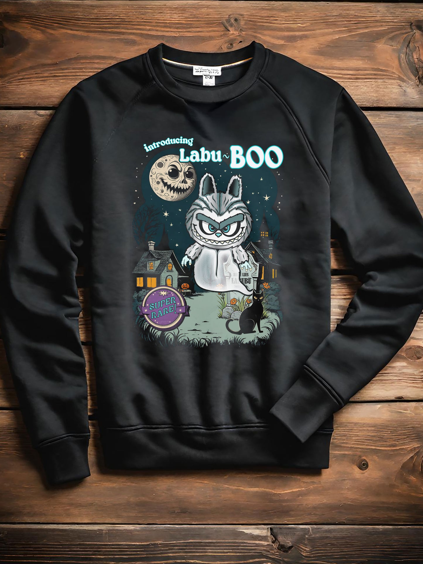 Labu-Boo Unisex Sweatshirt, Ghostly Vintage Cartoon Design, Halloween Shirt, Spooky and Charming Apparel, Unique Quirky Clothing